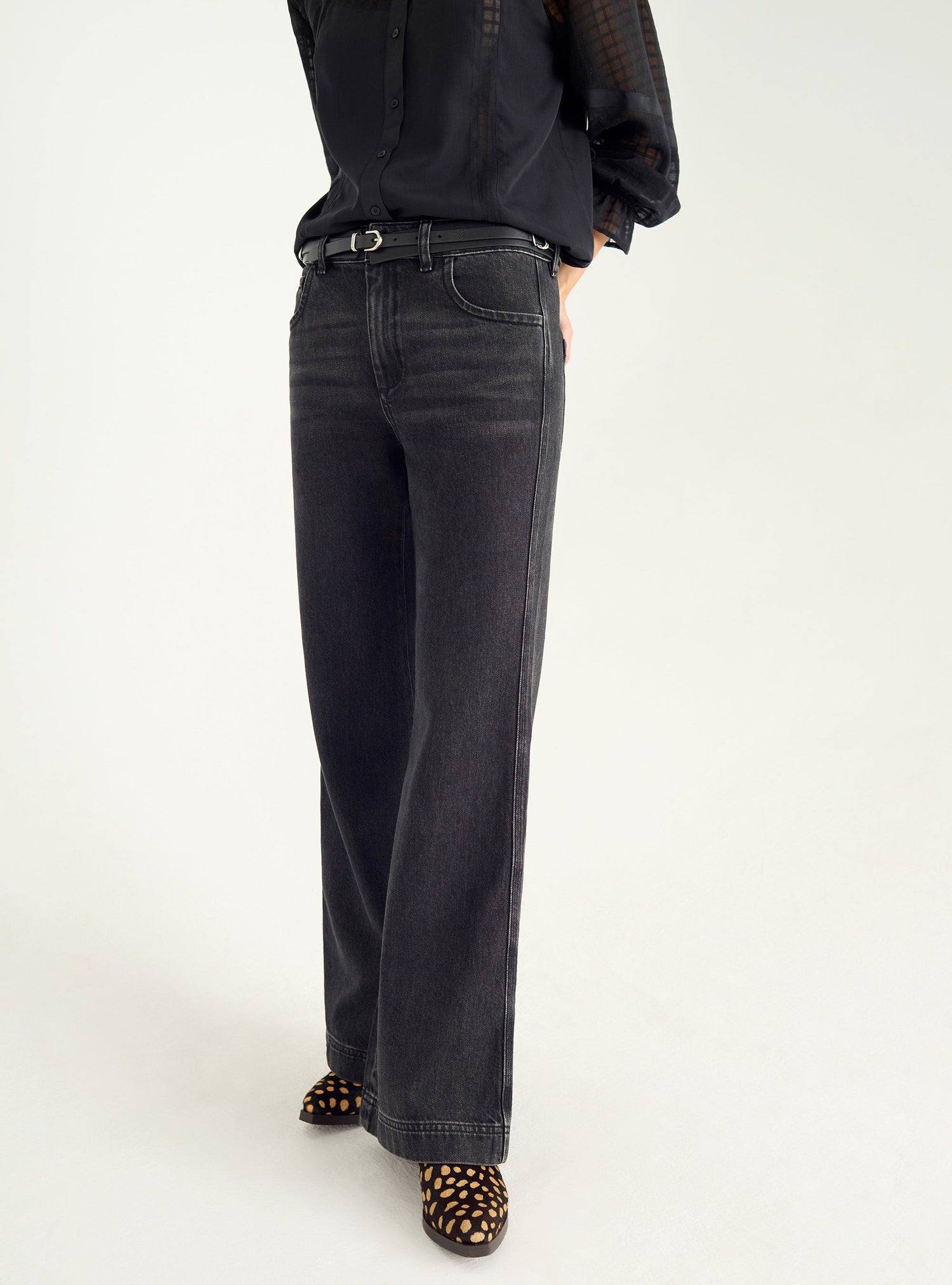 Jean bootcut taille haute acoté 
