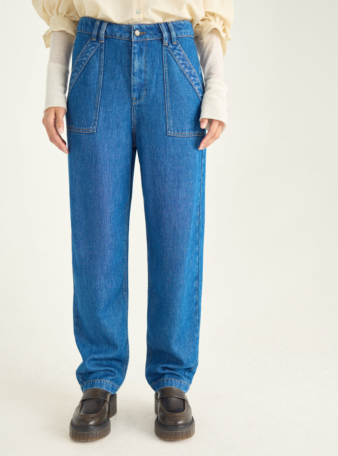 Jean &quot;mum fit&quot; en denim fluide