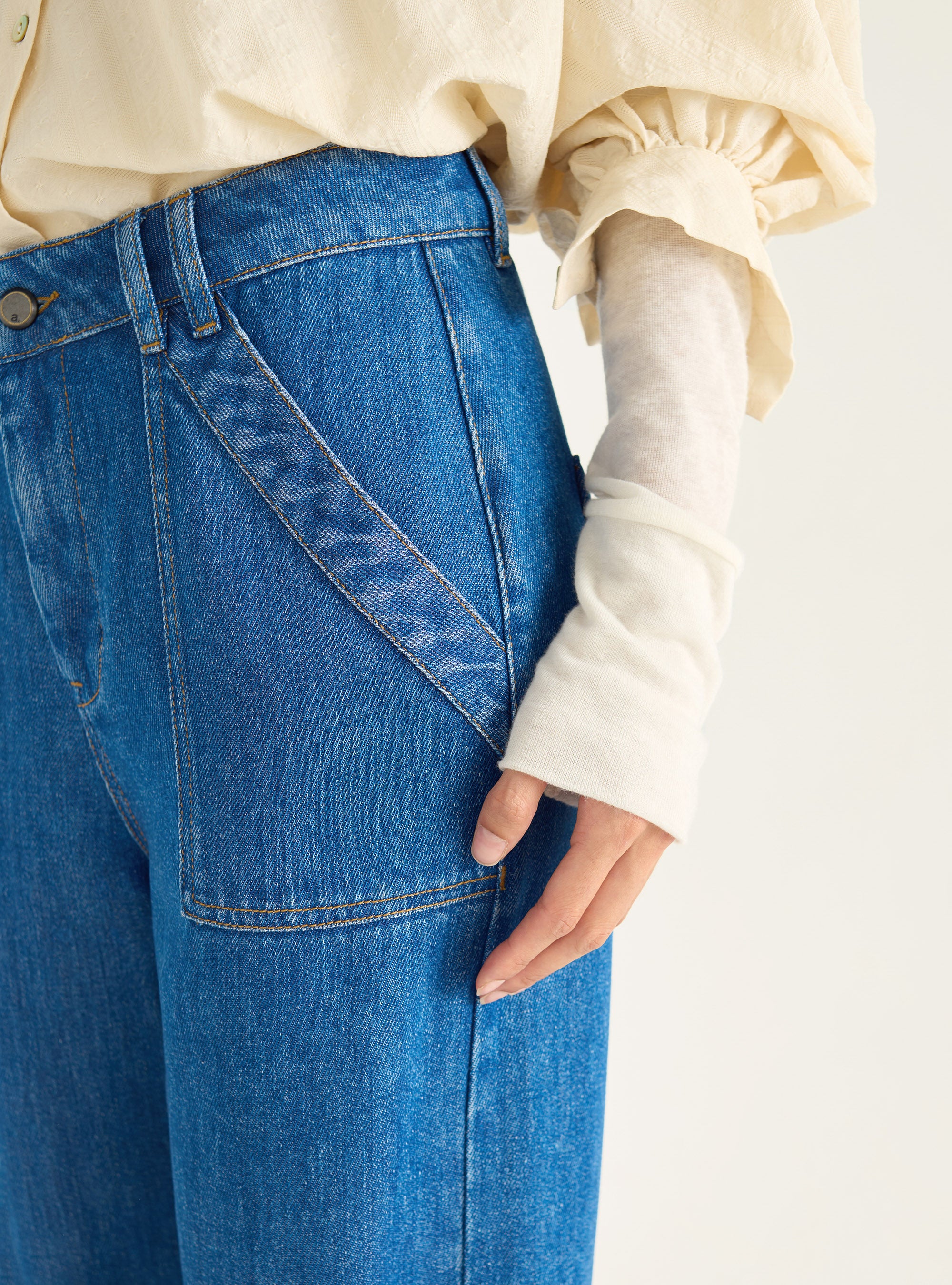 Mum fit jeans in fluid denim