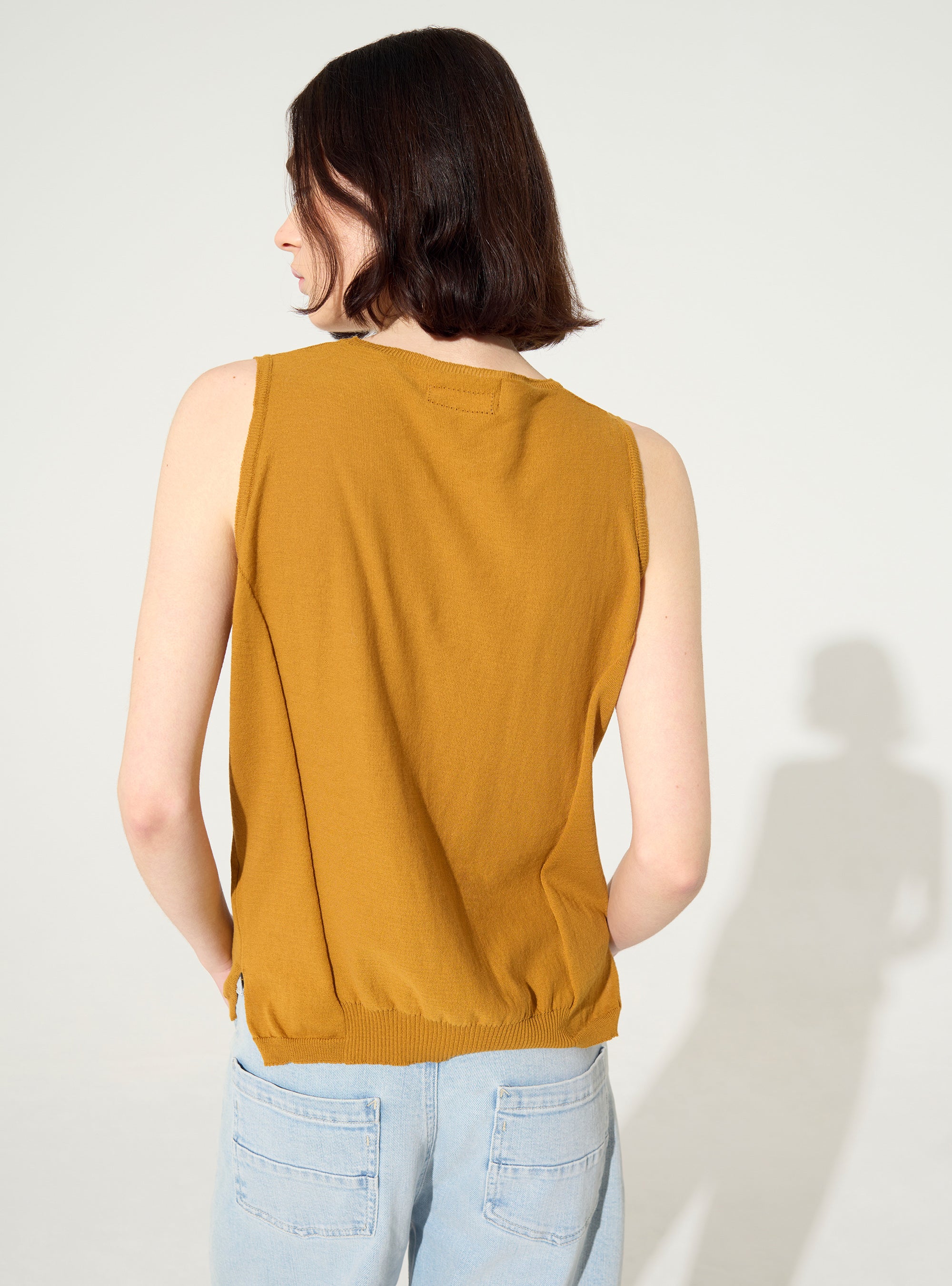 Débardeur en maille en coton marron