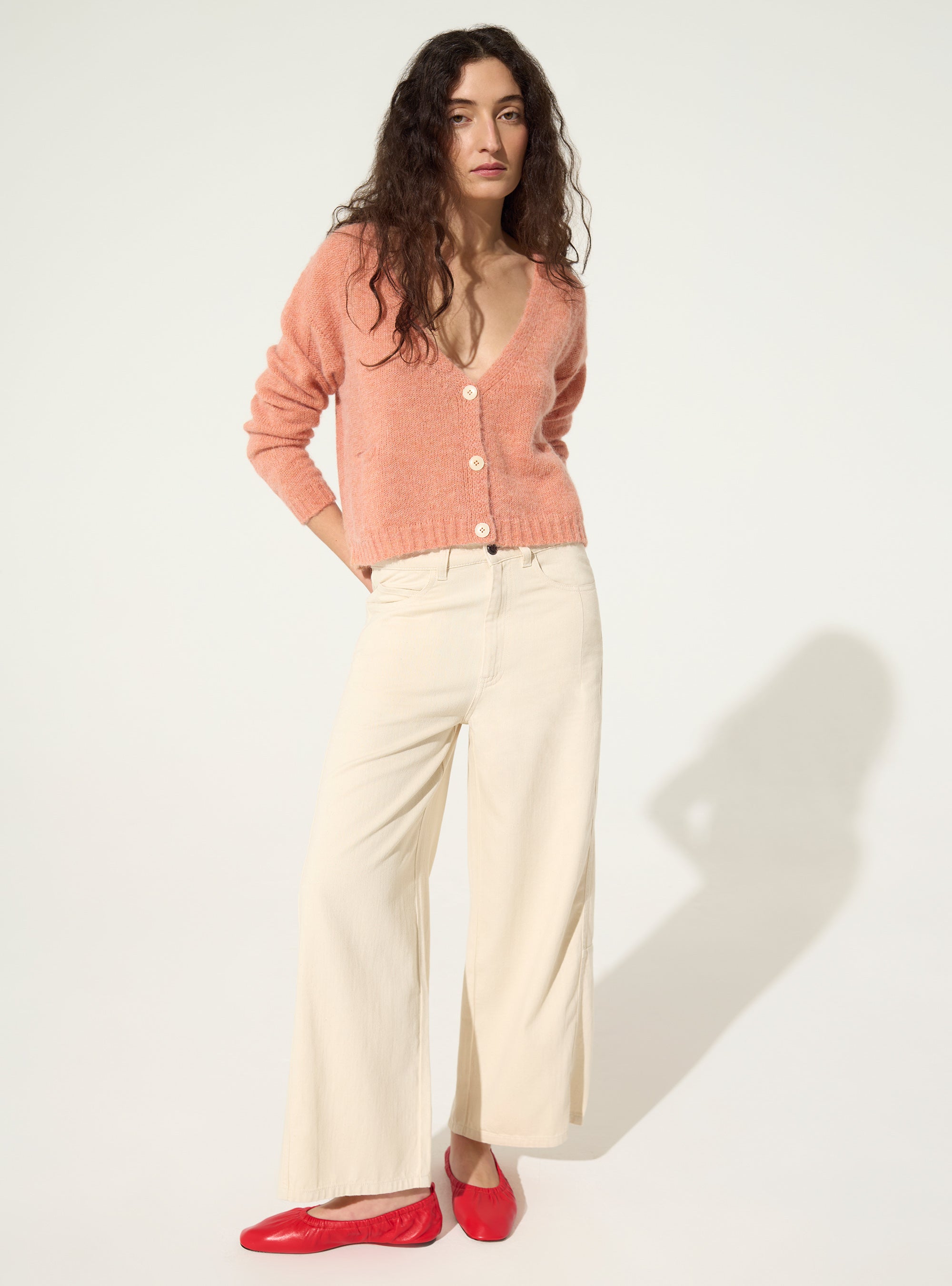 Cardigan laine-alpaga orangé