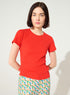 T-shirt ajusté plissé en coton rouge