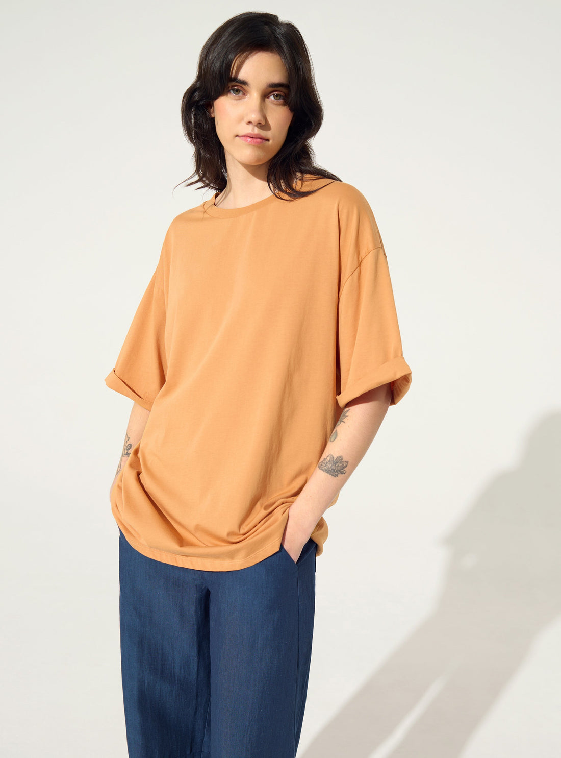 orangefarbenes T-Shirt aus Bio-Baumwolle