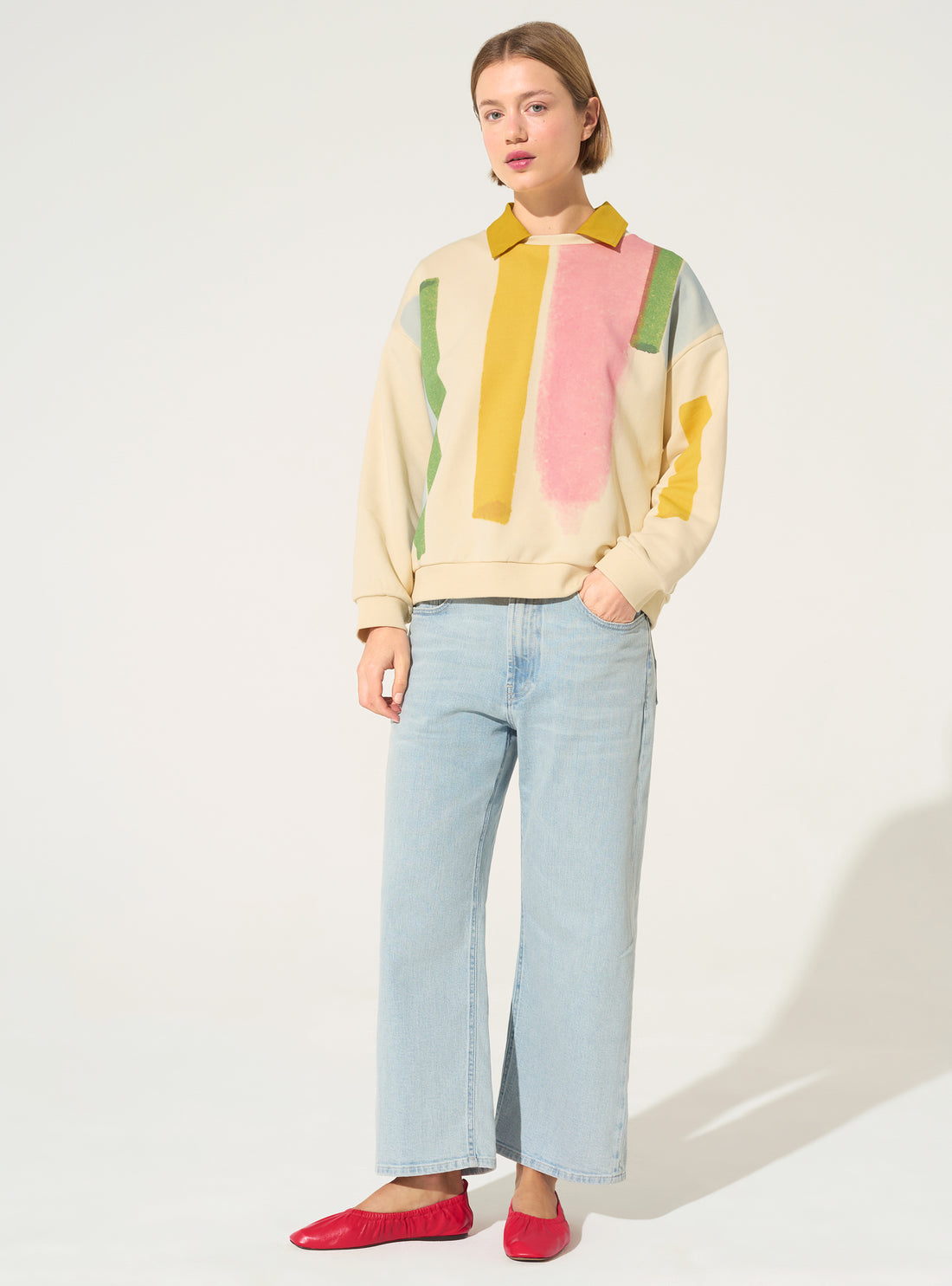 Sweatshirt mit Hausaufdruck aus Bio-Baumwolle