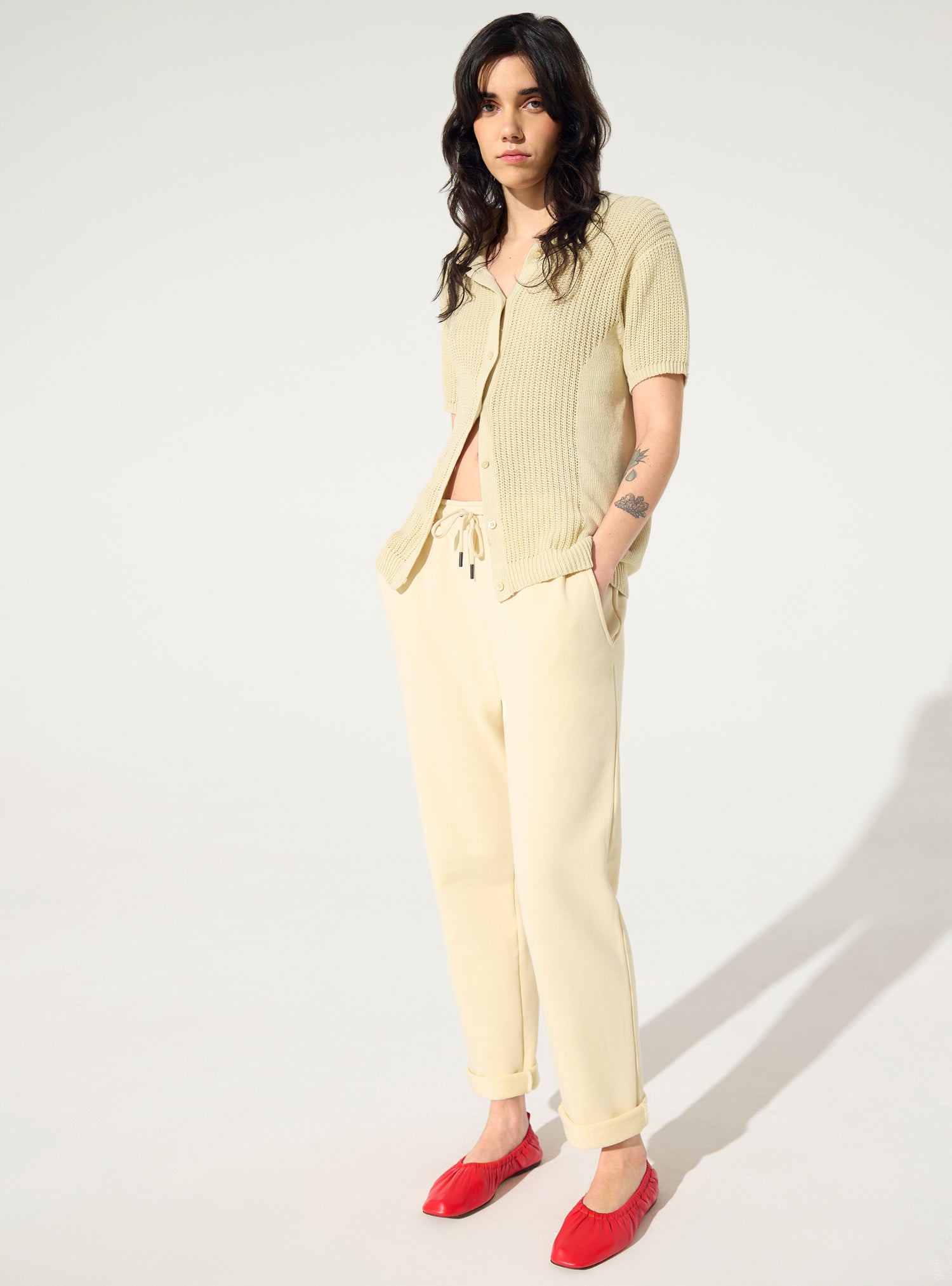 white organic cotton trousers