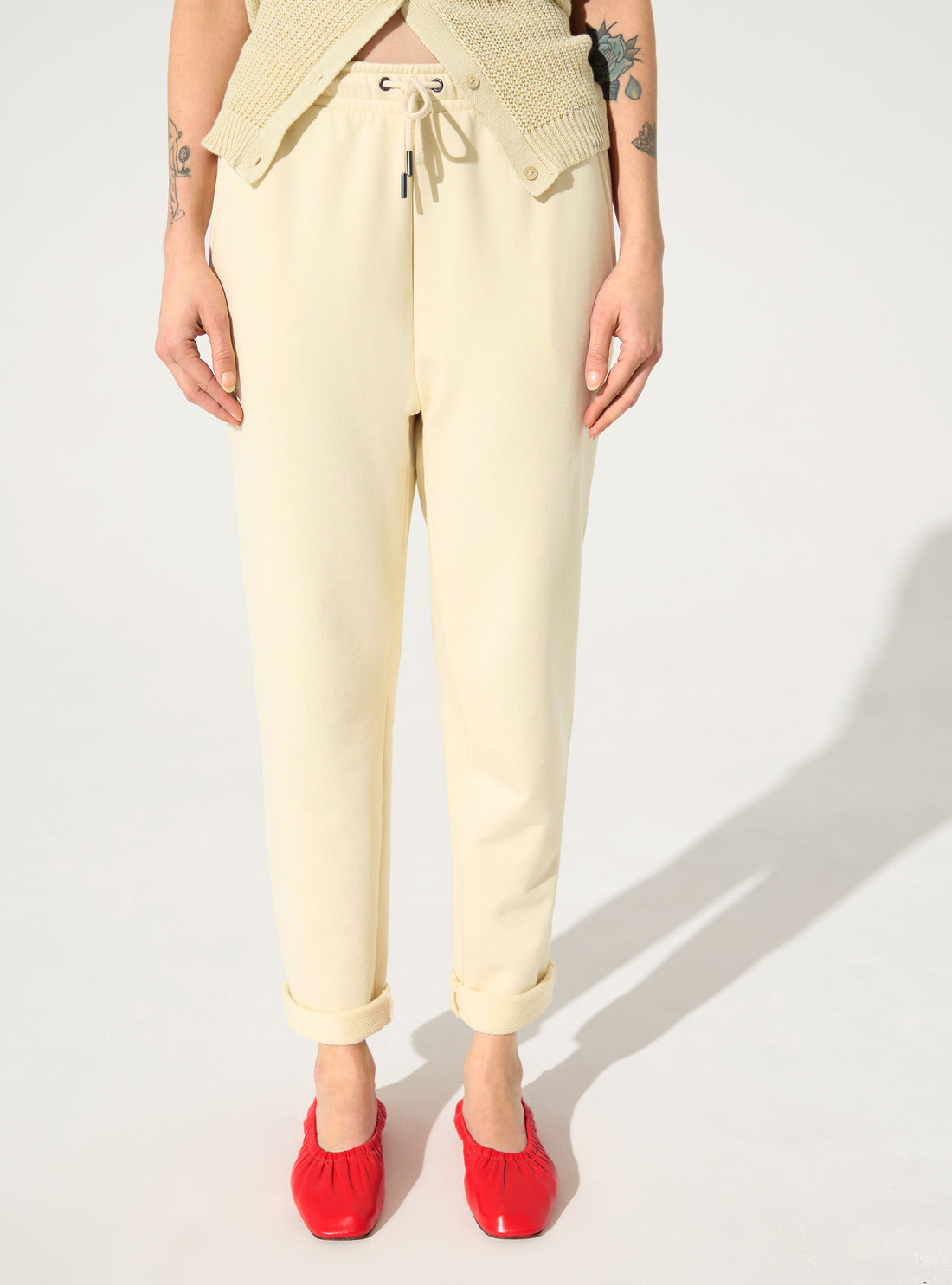 white organic cotton trousers