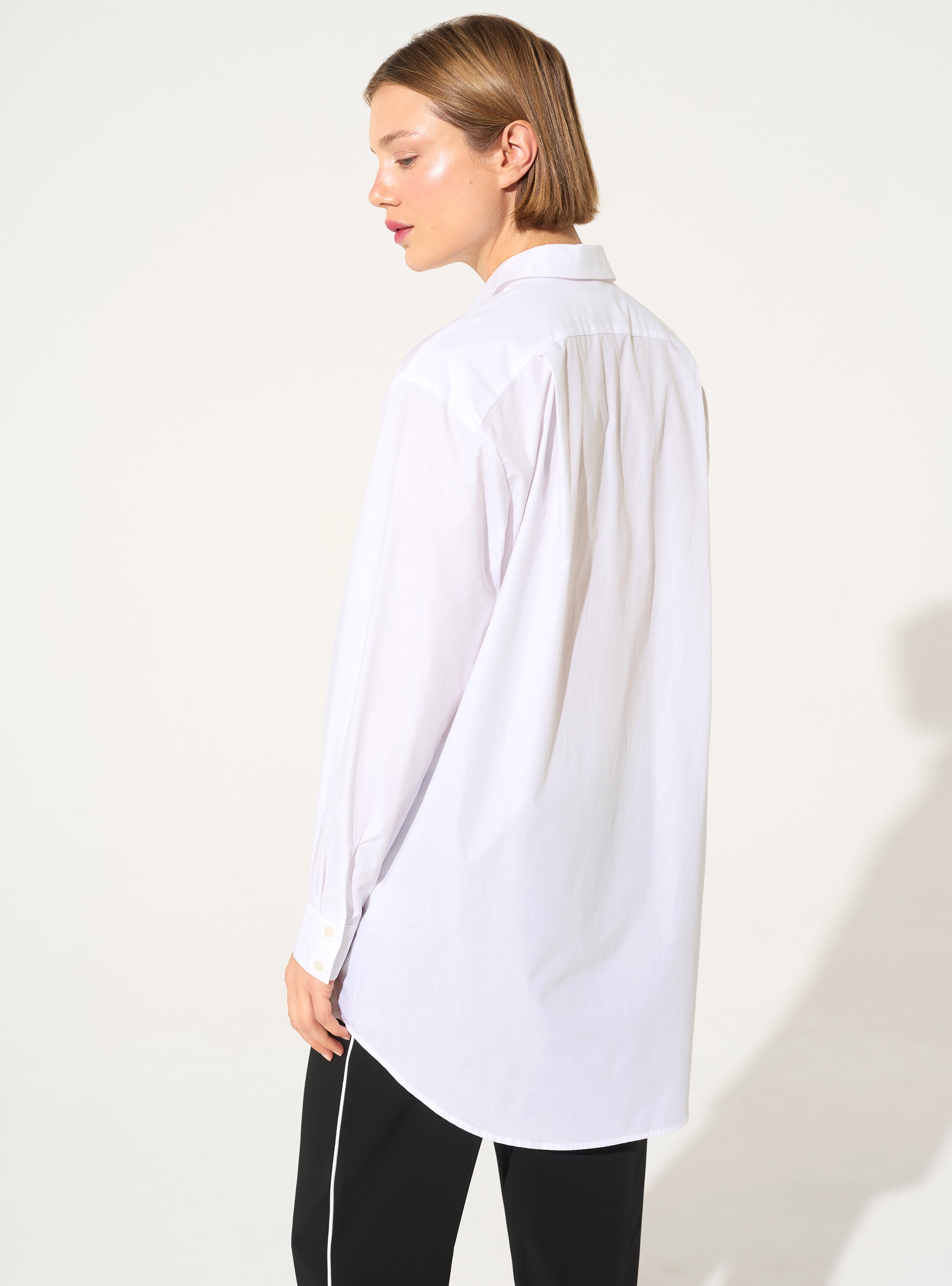 Chemise oversized manches longues en coton bio blanche