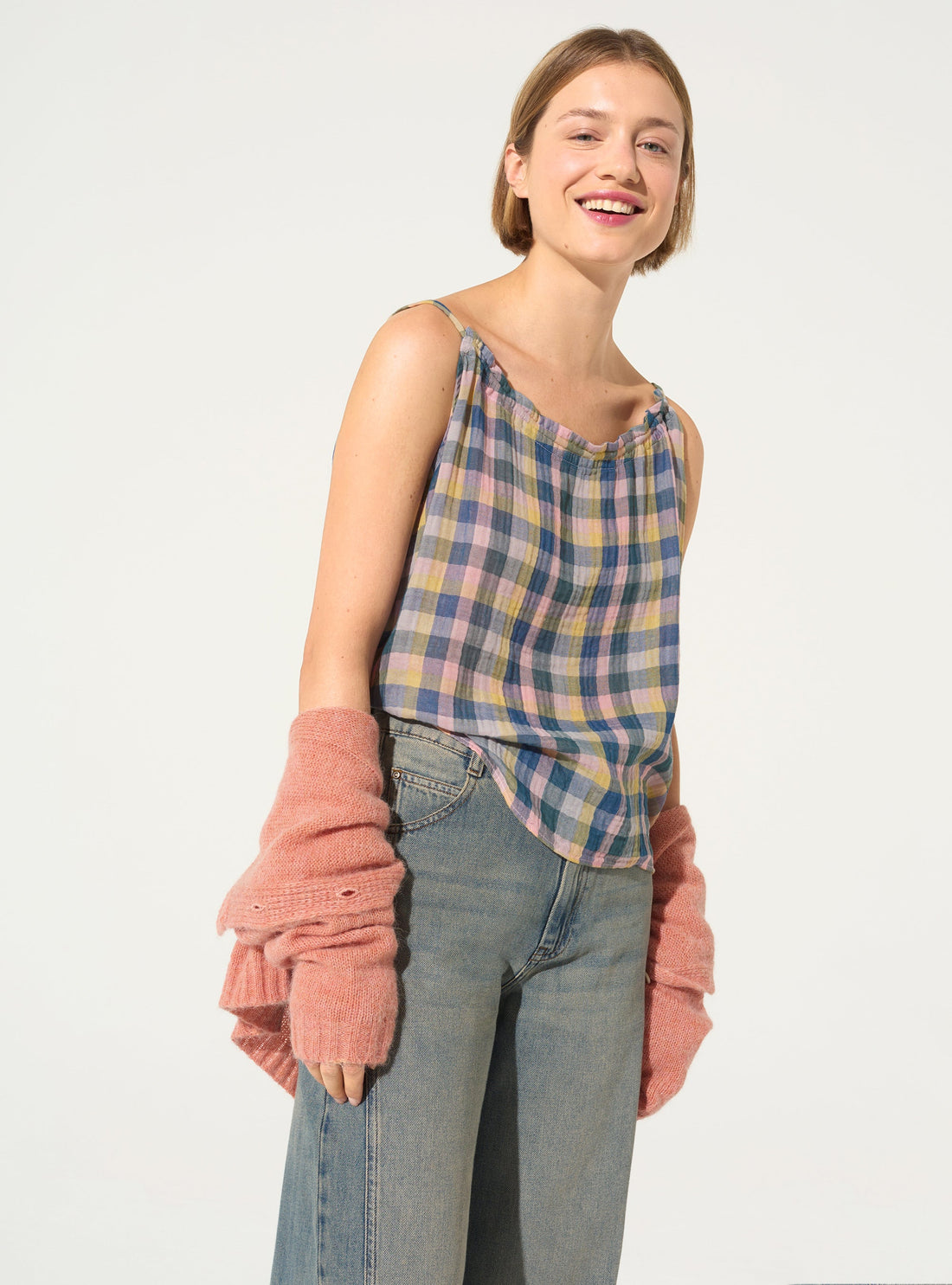 Débardeur ample en coton bleu