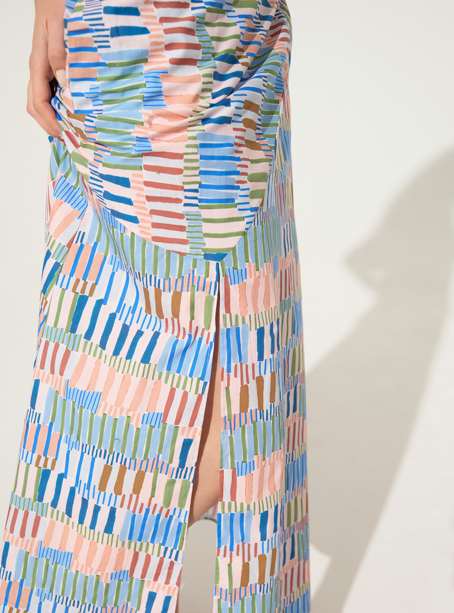 Blue cotton printed skirt