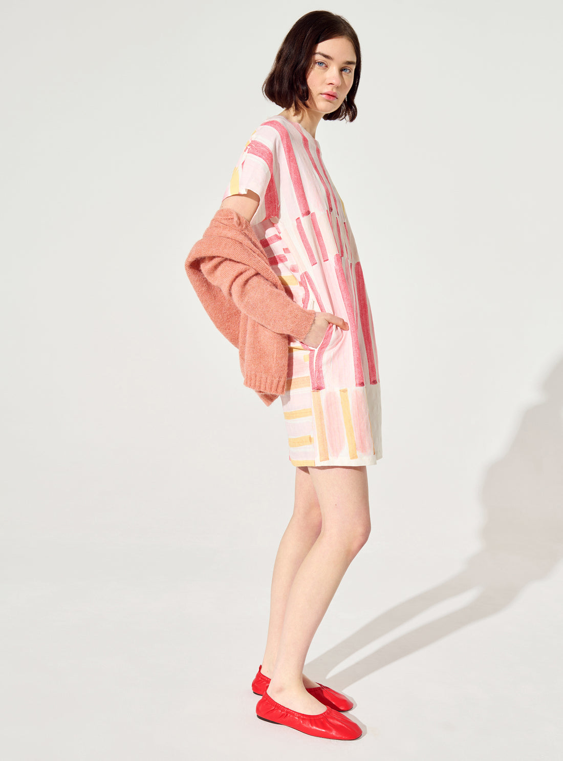 Red printed t-shirt dress