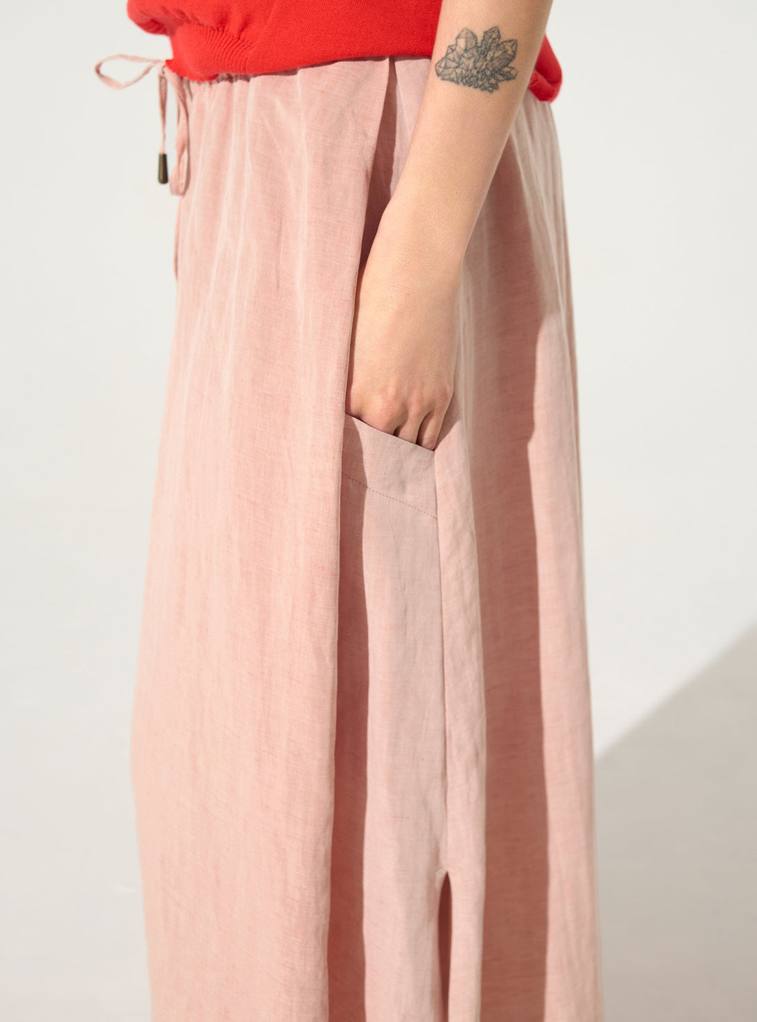 Pink linen and lyocell skirt