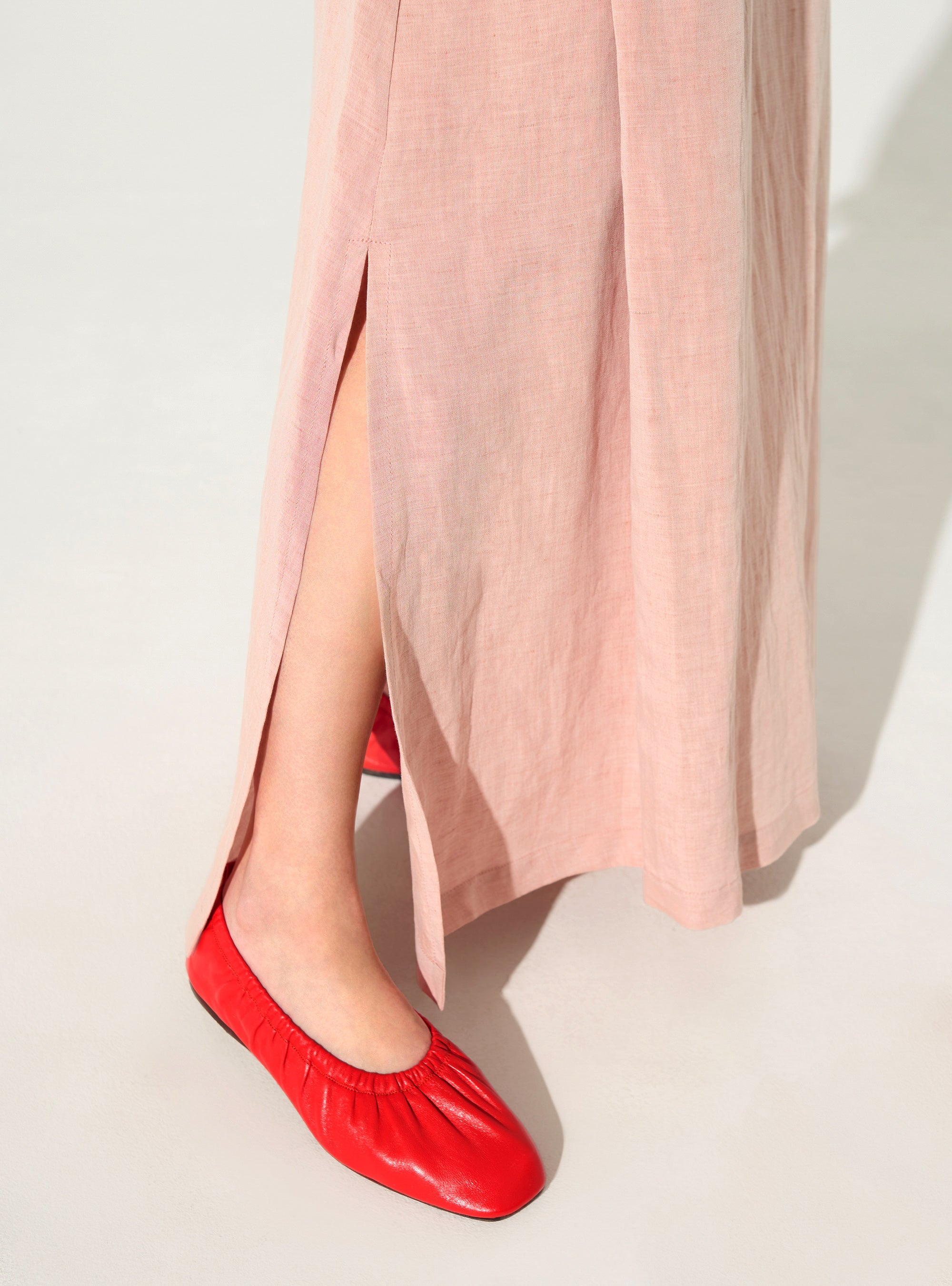 Pink linen and lyocell skirt