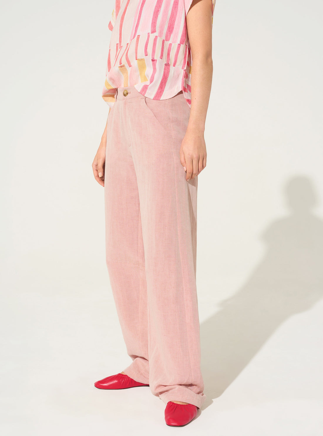 Pink linen and lyocell pants