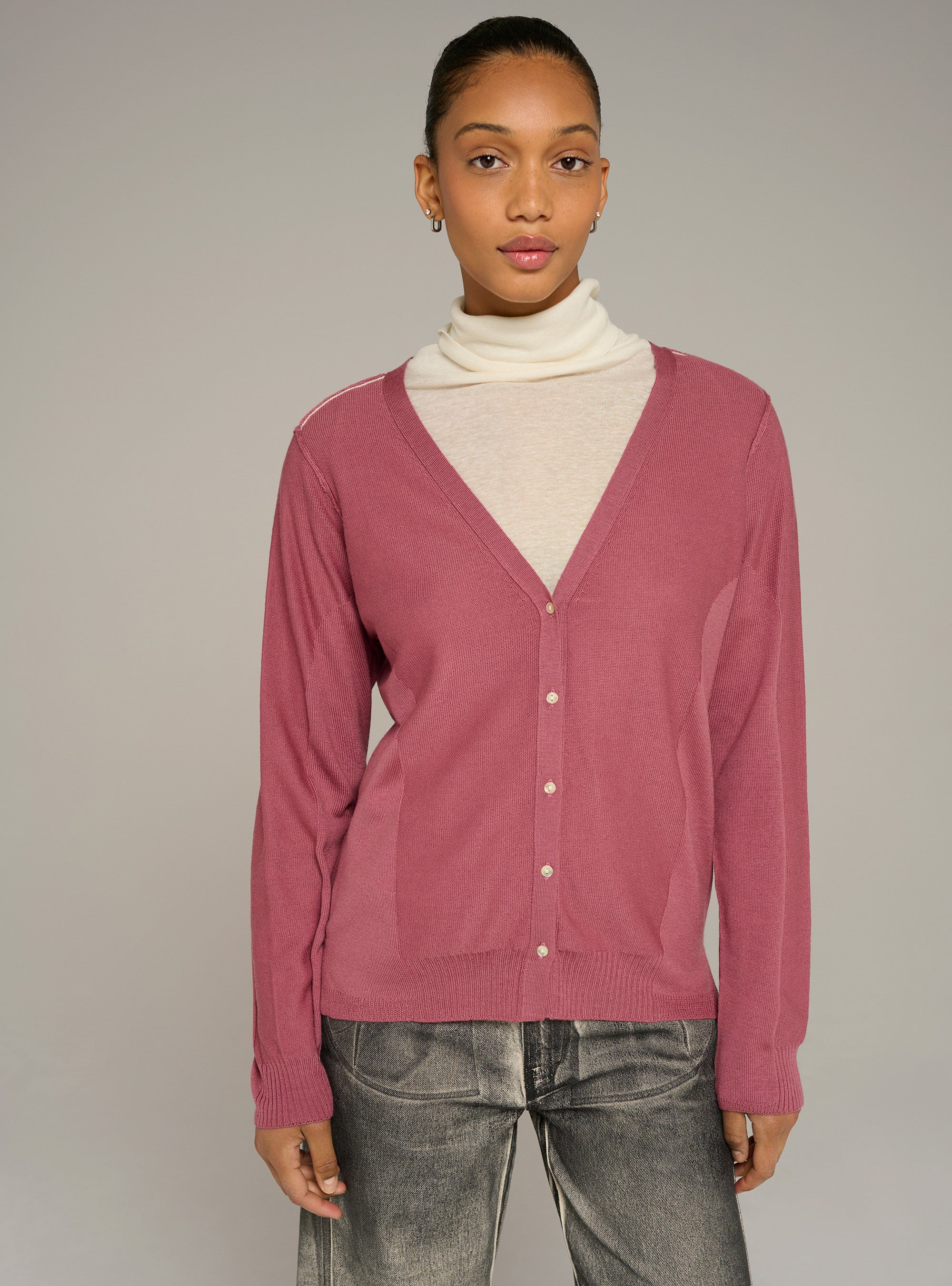 Cotélac acoté cardigan col v maille fine en laine