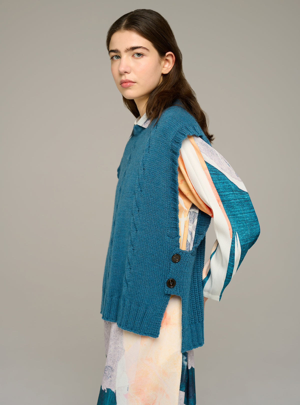 Ärmelloser Zopfstrickpullover