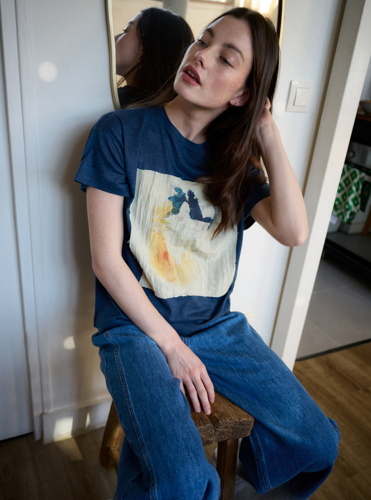 Tee-shirt manches courtes imprimé acoté 