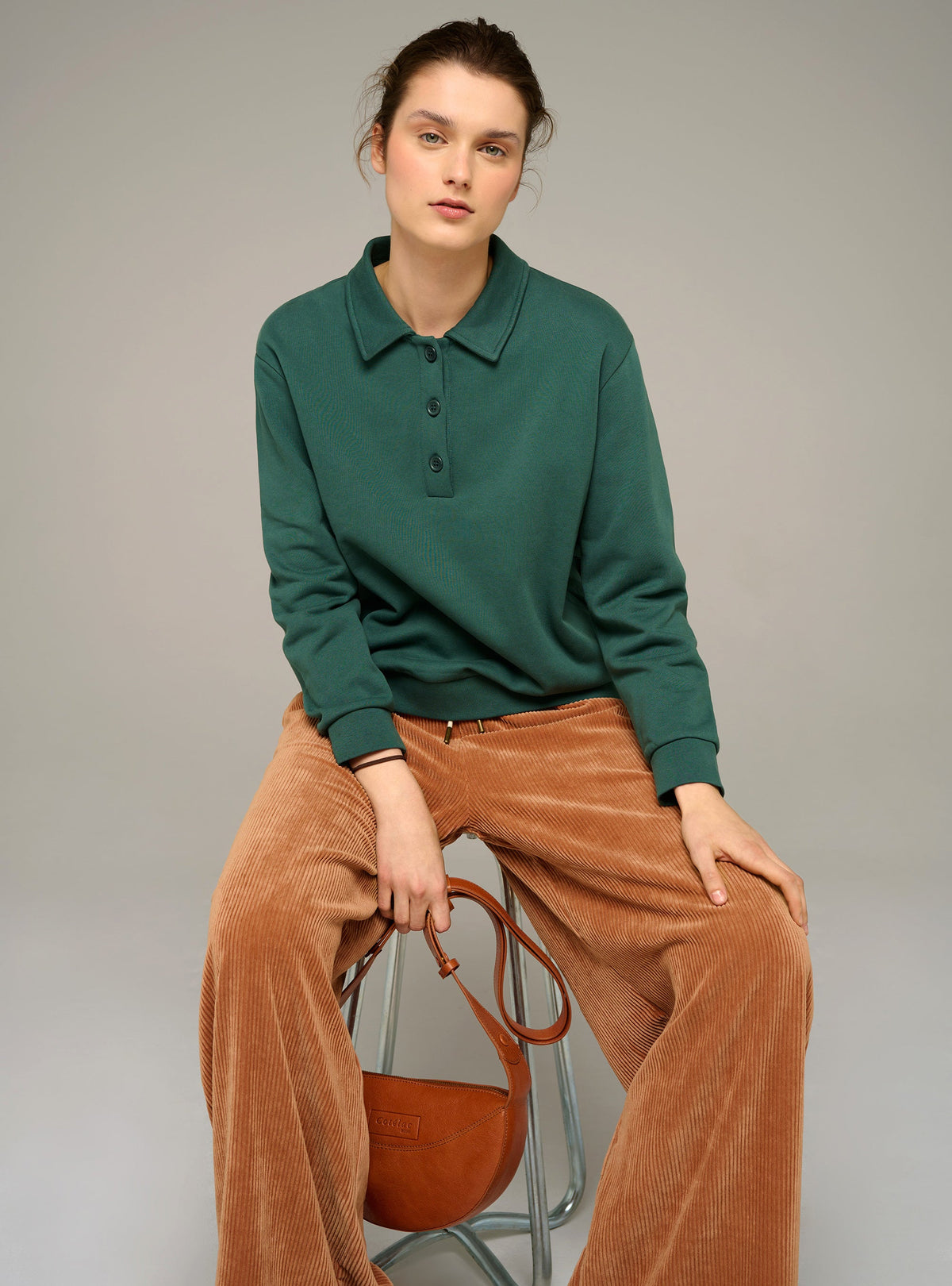 Cotélac acoté sweat oversize col polo en coton biologique