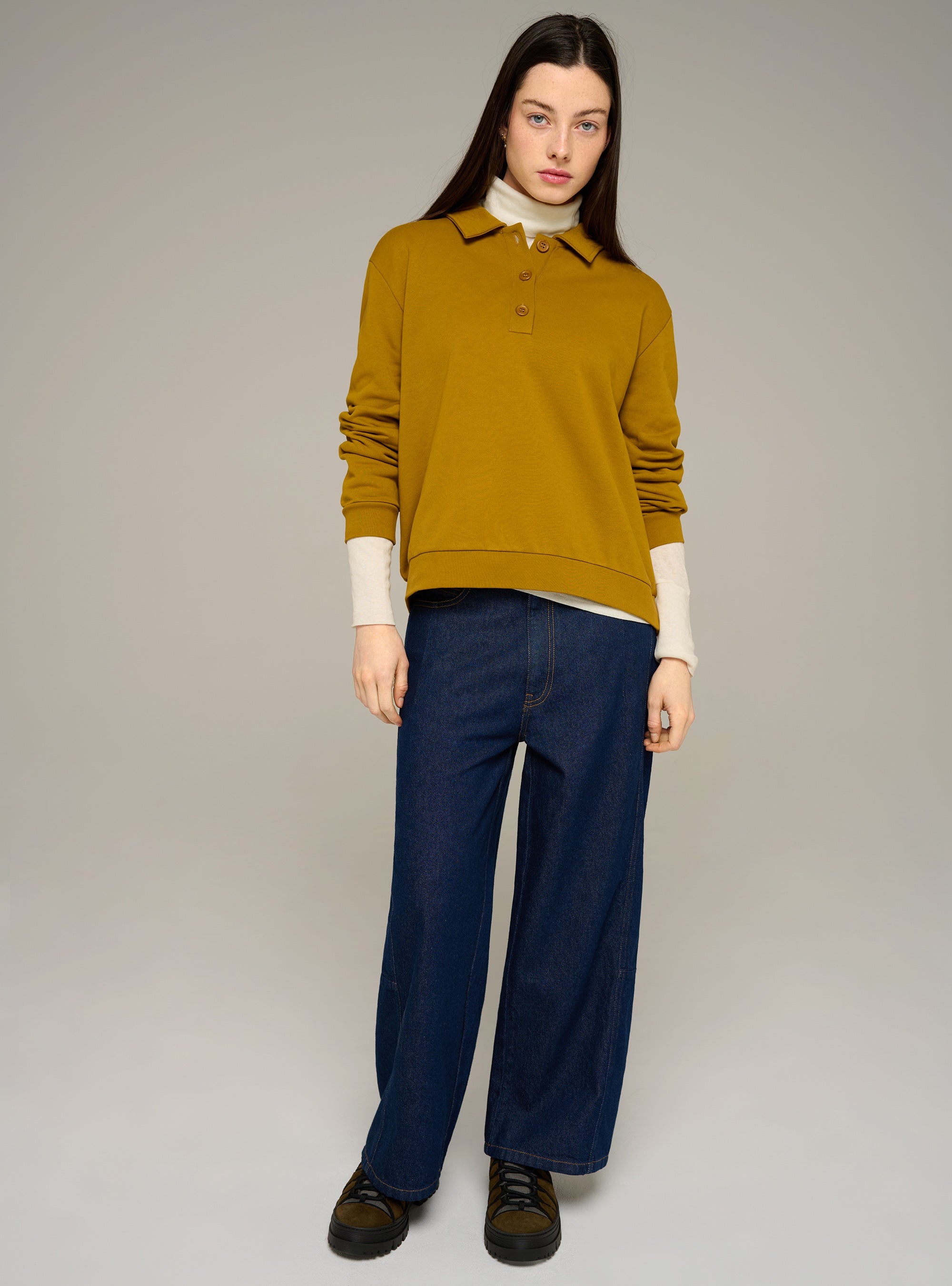Cotélac acoté sweat oversize col polo en coton biologique