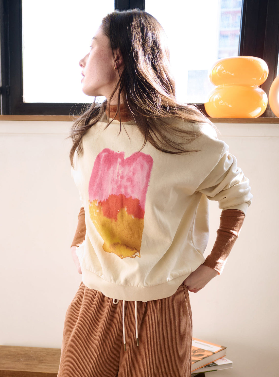 Sweat imprimé oversize en coton biologique acoté 