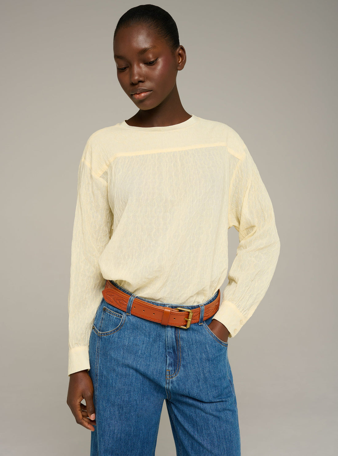 Cotélac acoté blouse droite manches longues imprimée en coton