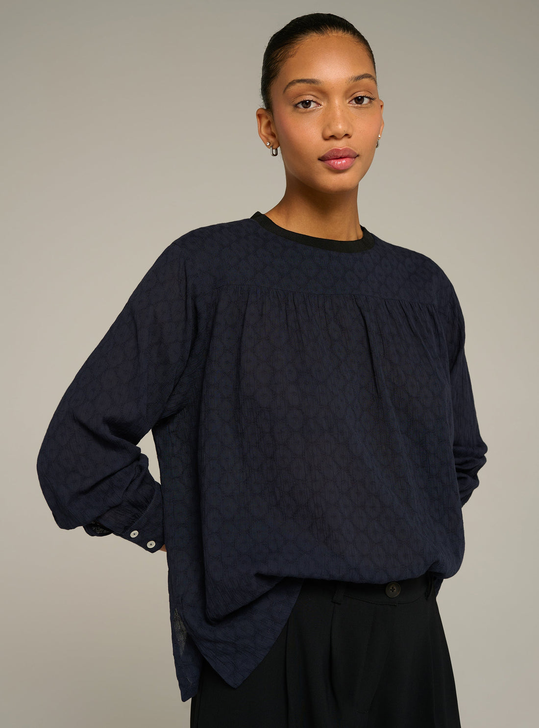 Cotélac acoté blouse droite manches longues imprimée en coton