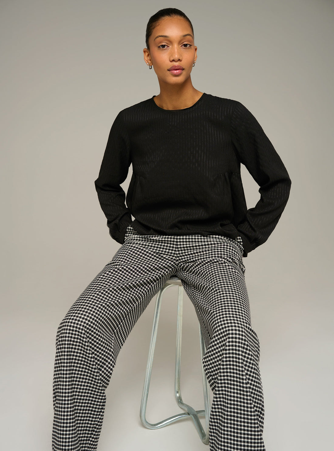 Cotélac acoté blouse col rond rayée ton sur ton
