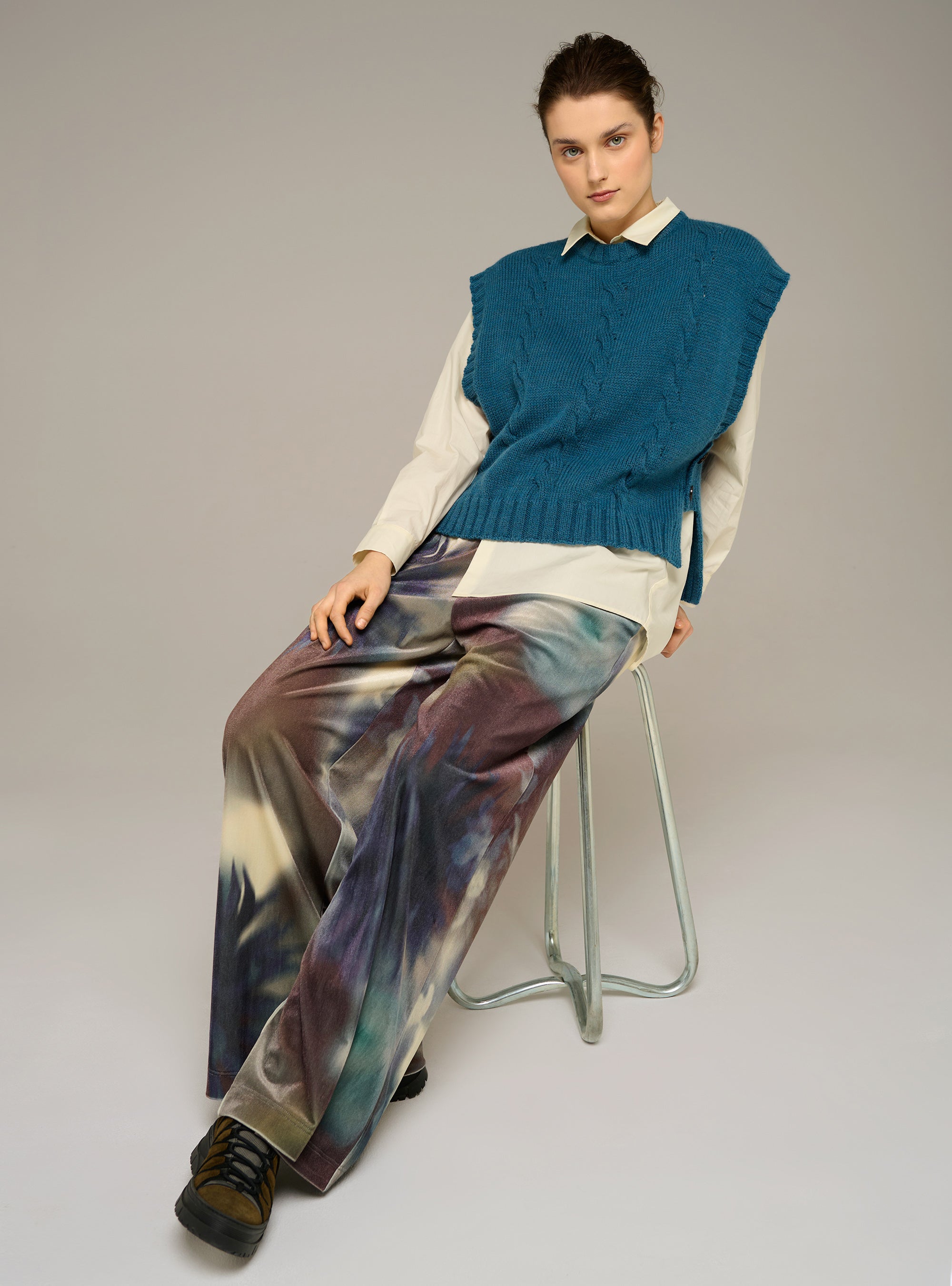 Cotélac acoté pantalon large imprimé en velours