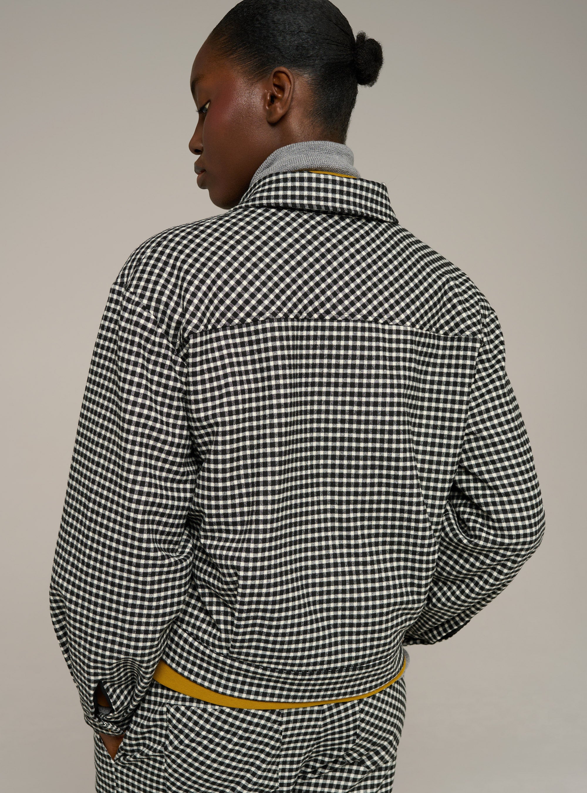 Cotélac acoté veste oversize col chemise imprimée carreaux