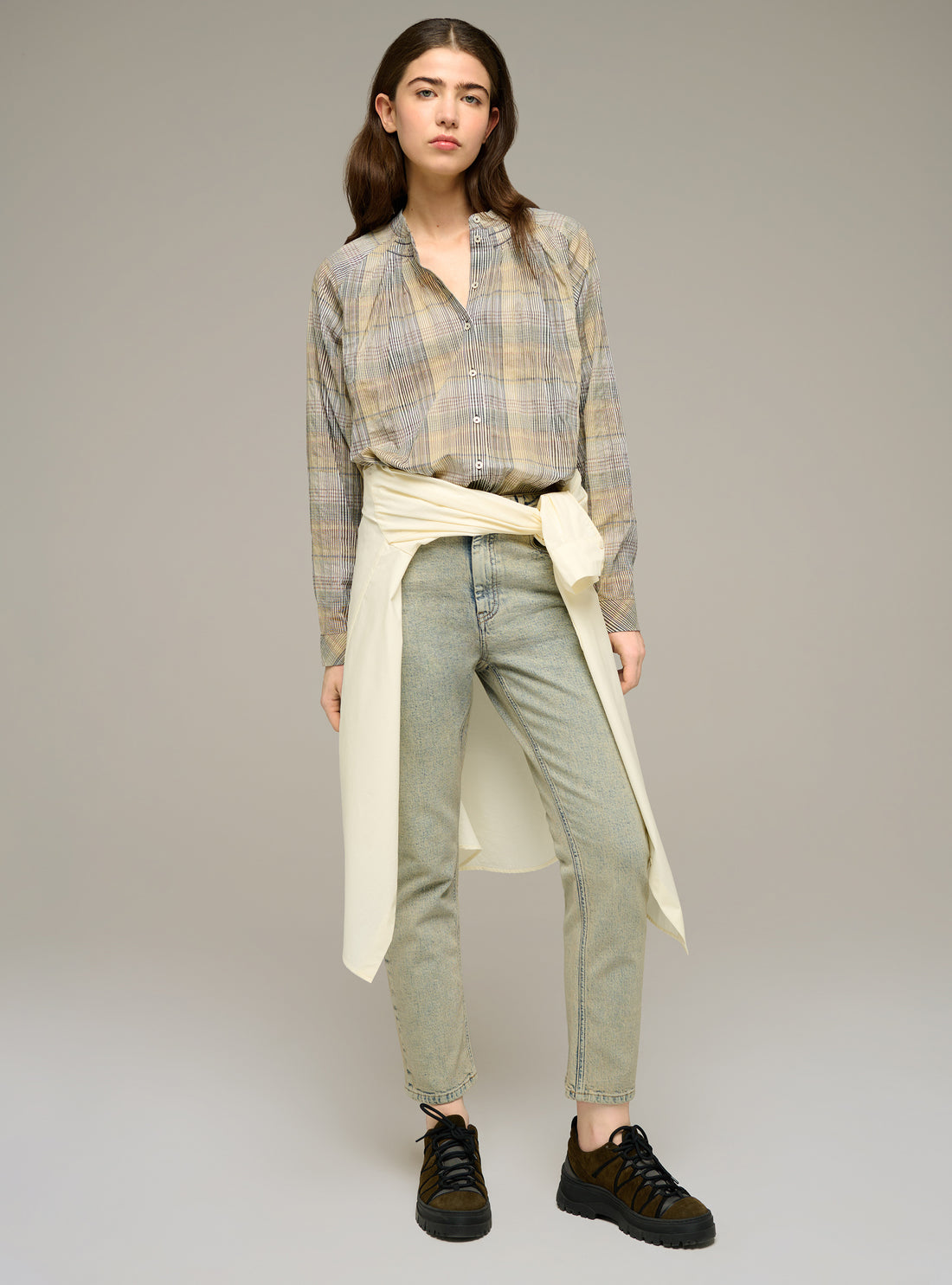 Cotton and lyocell straight leg jeans