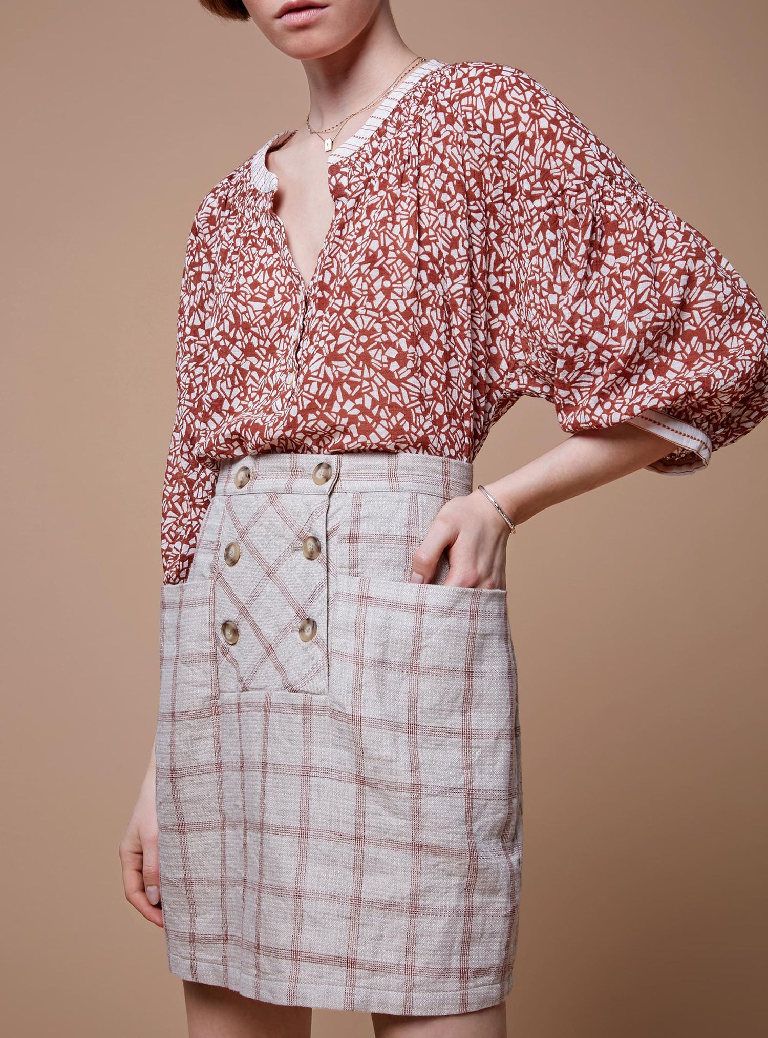 Short High Waisted Plaid Skirt