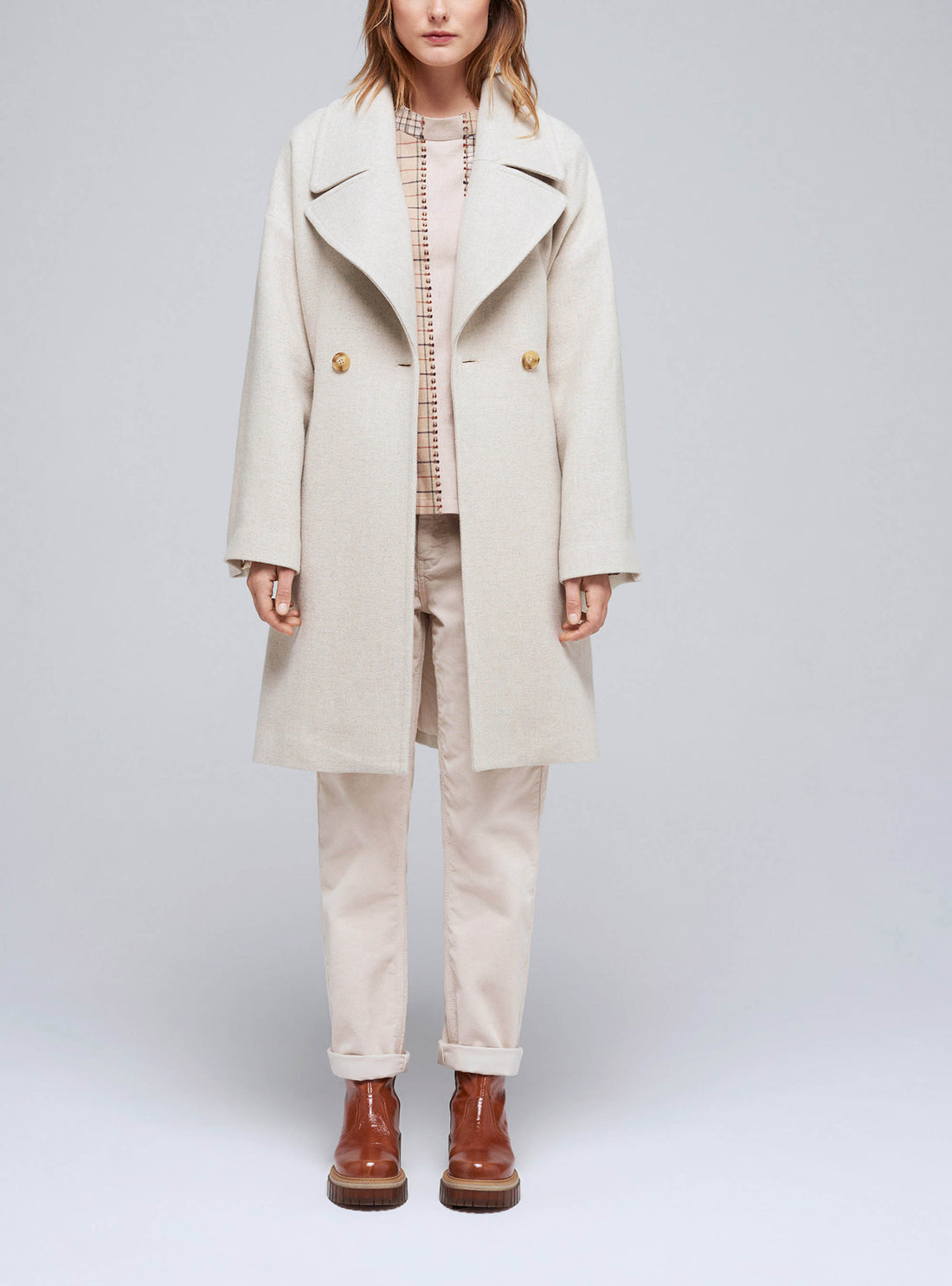 Manteau en laine et lin