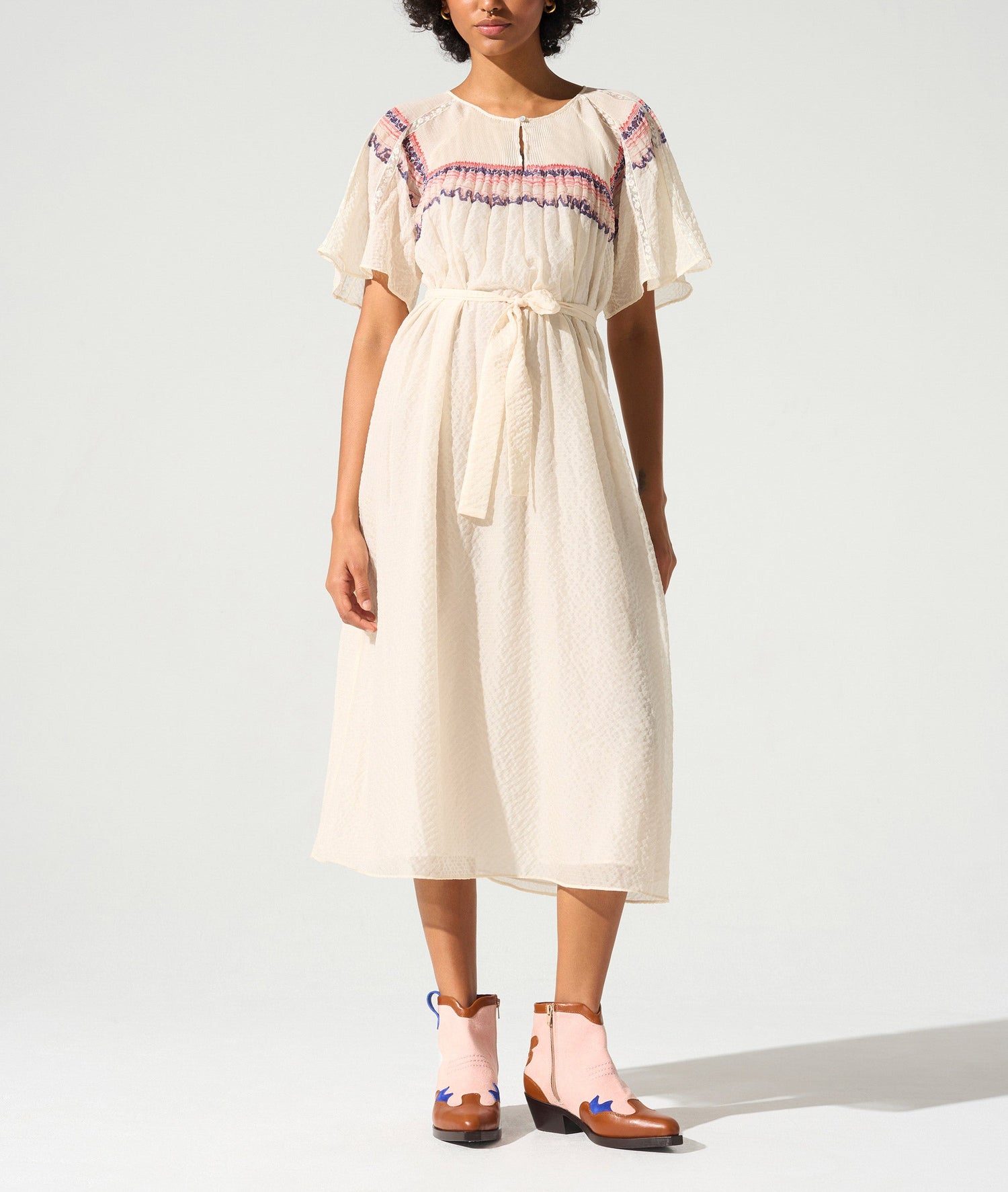 Robe manches courtes esprit papillons Cotélac 