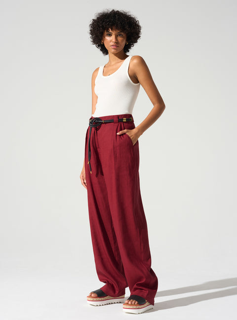Wide-leg pants with English waistband