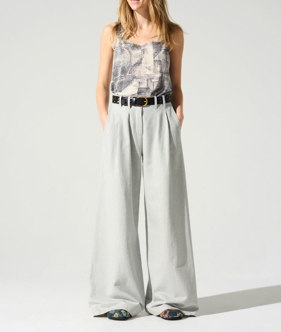 Pantalon large taille haute Cotélac 