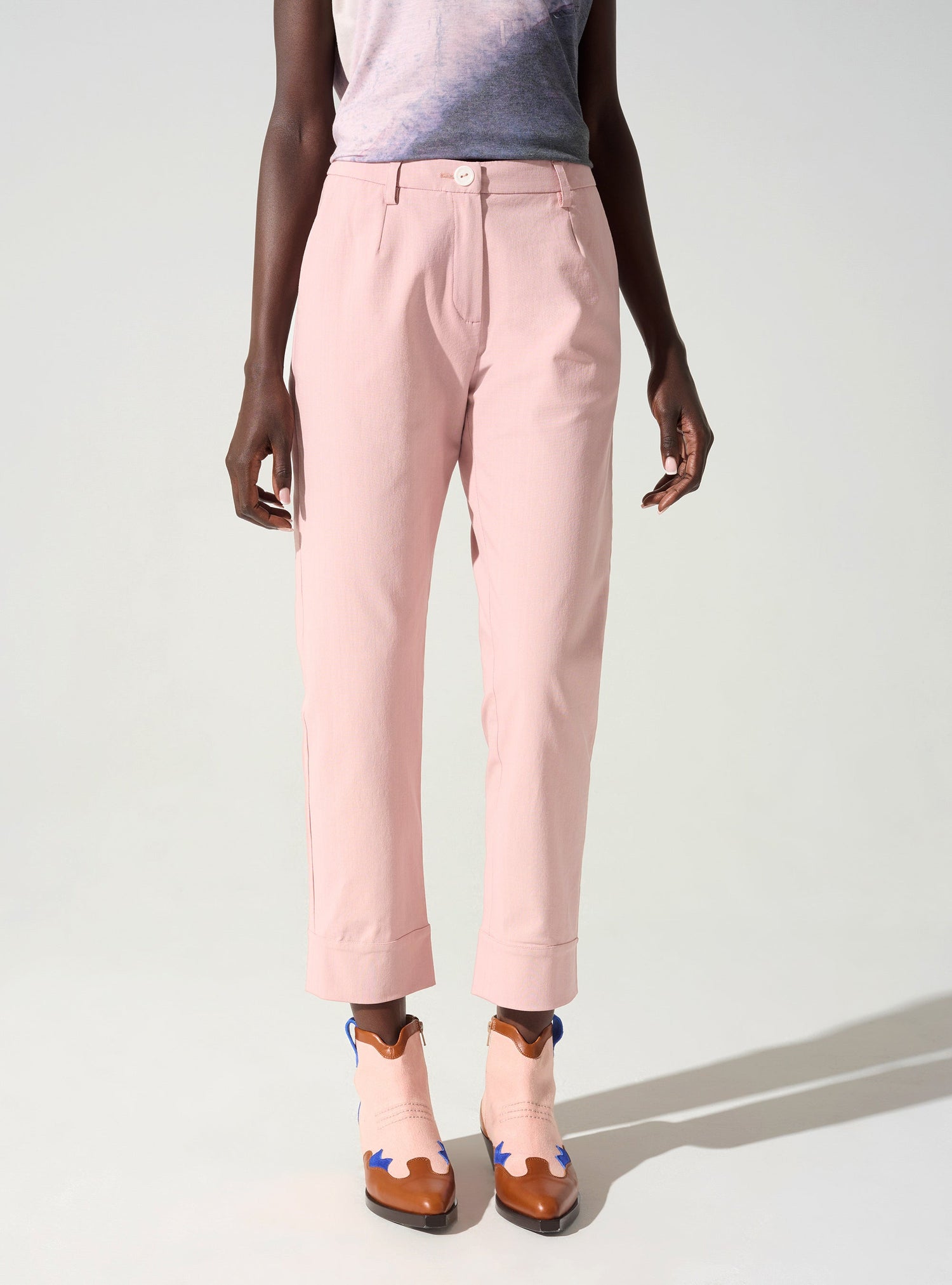 Pantalon Capri avec ceinture passant