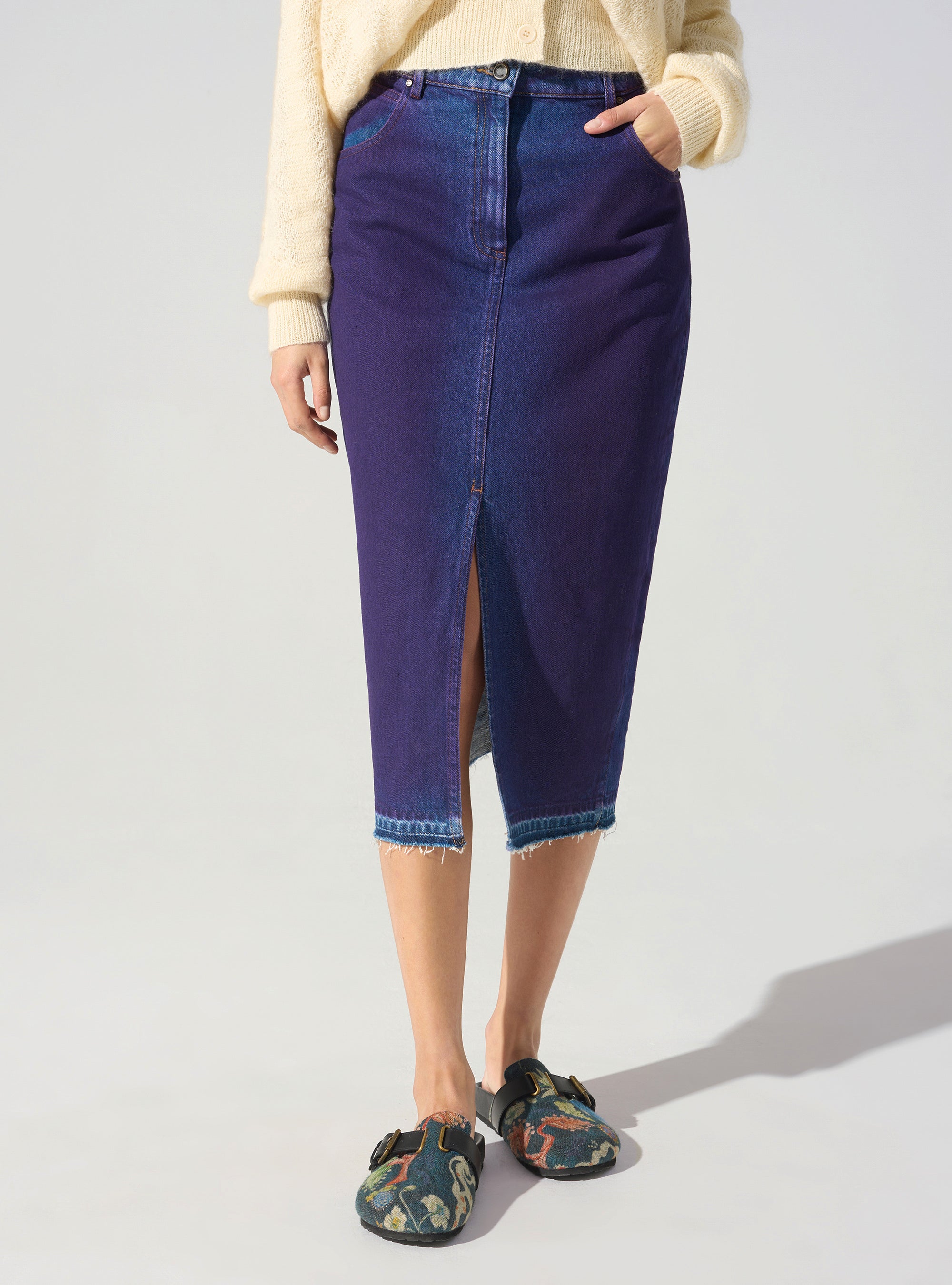 Straight denim skirt