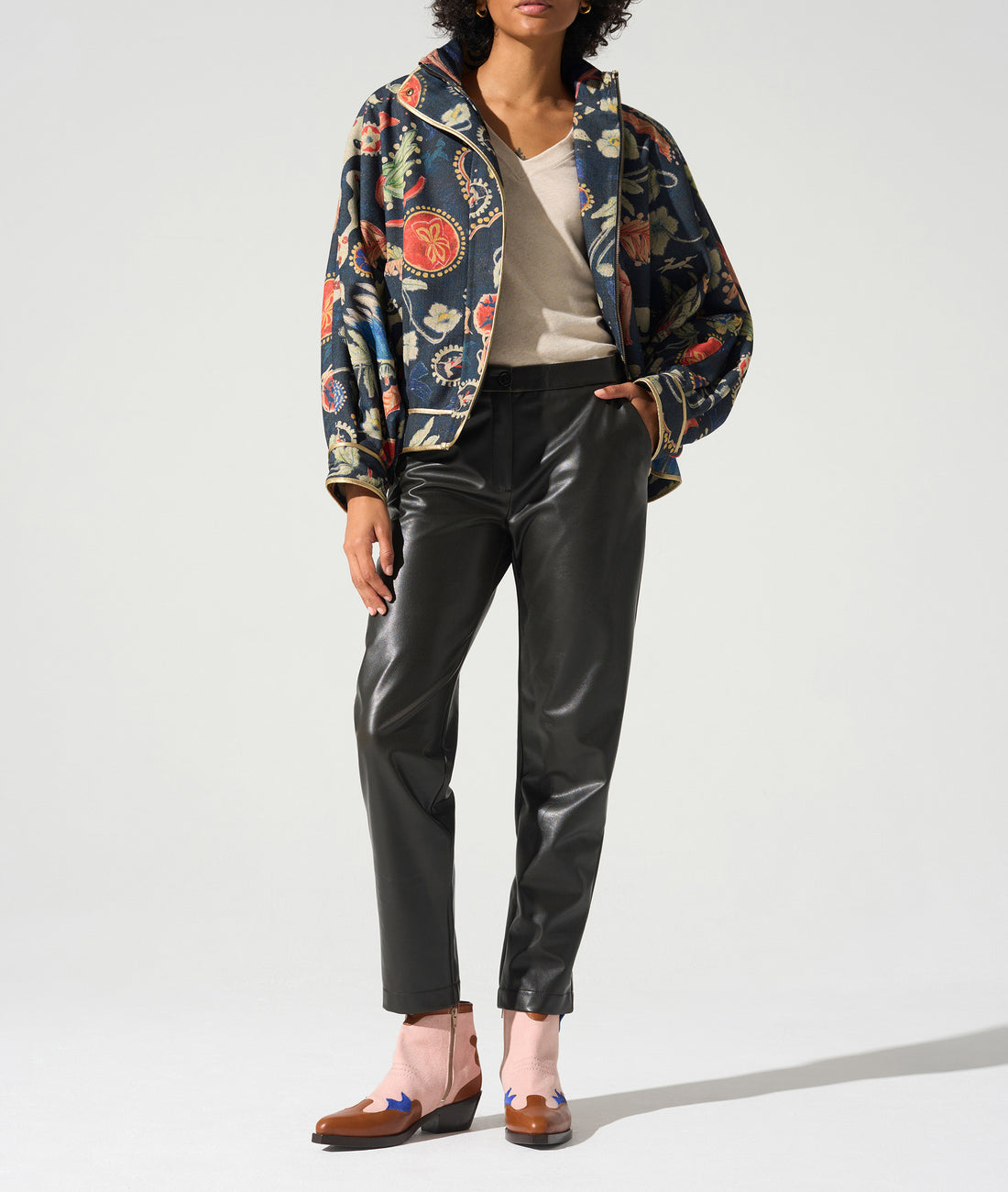 Oversized jacket with high collar