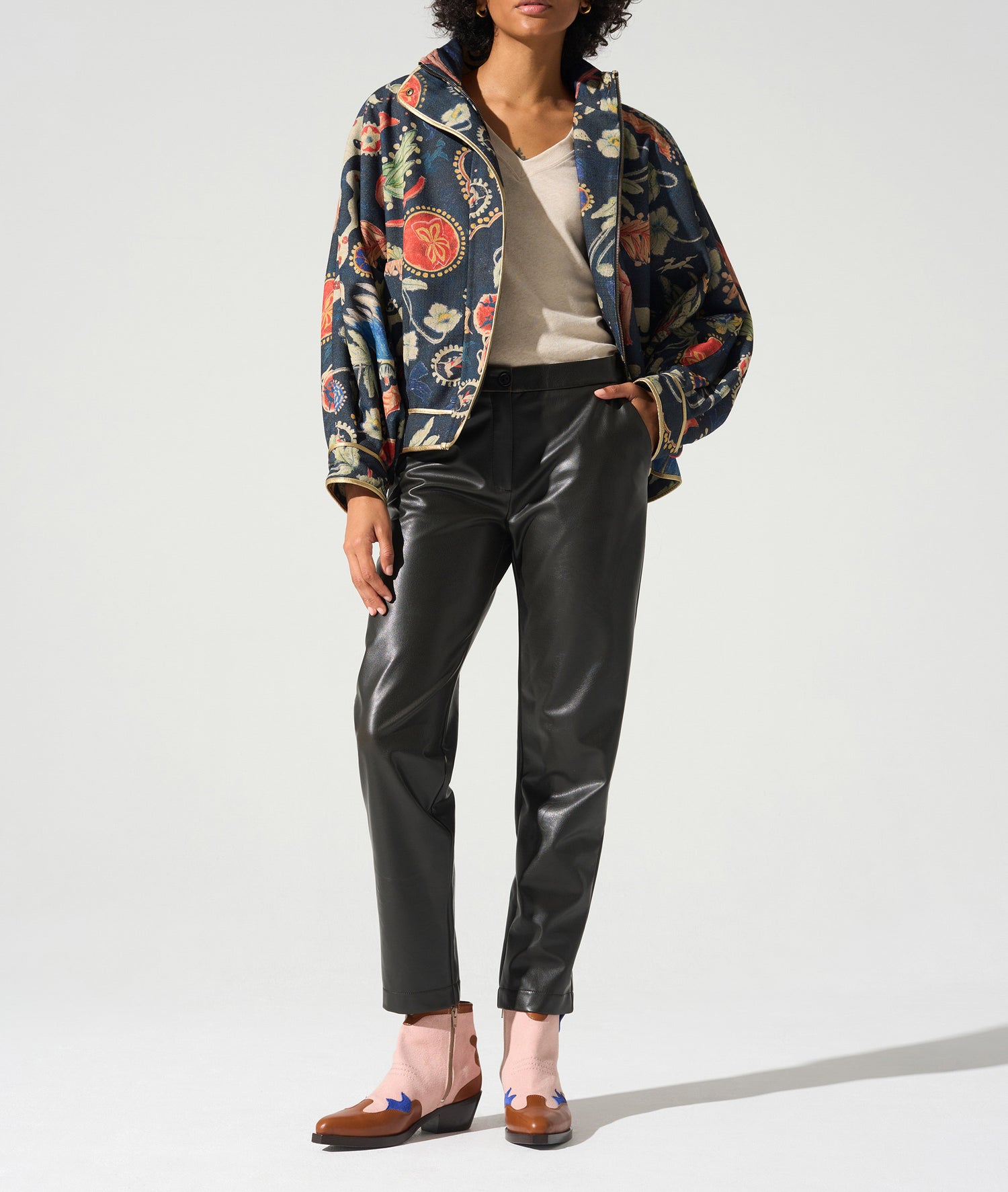 Oversized jacket with high collar