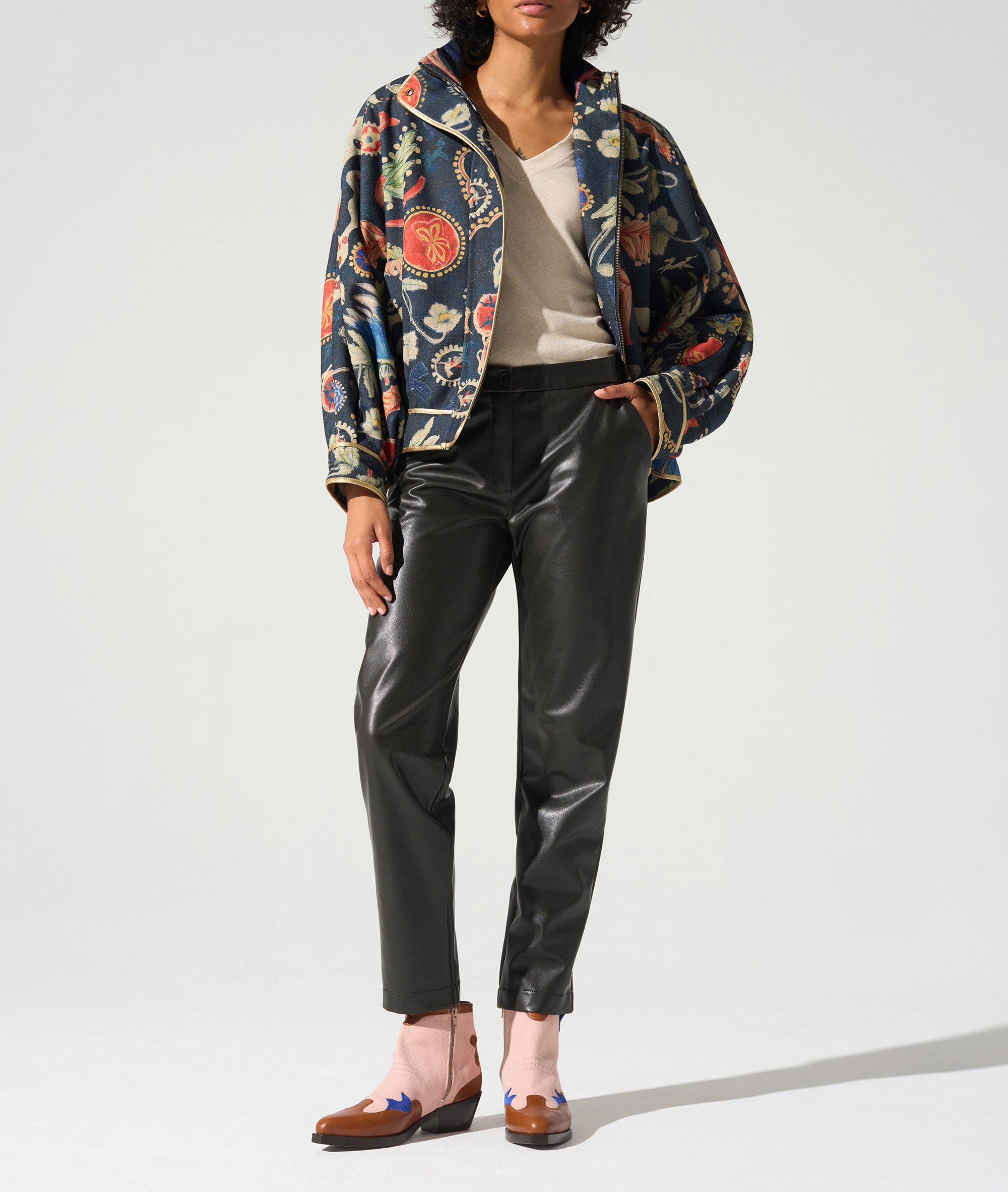 Oversized jacket with high collar