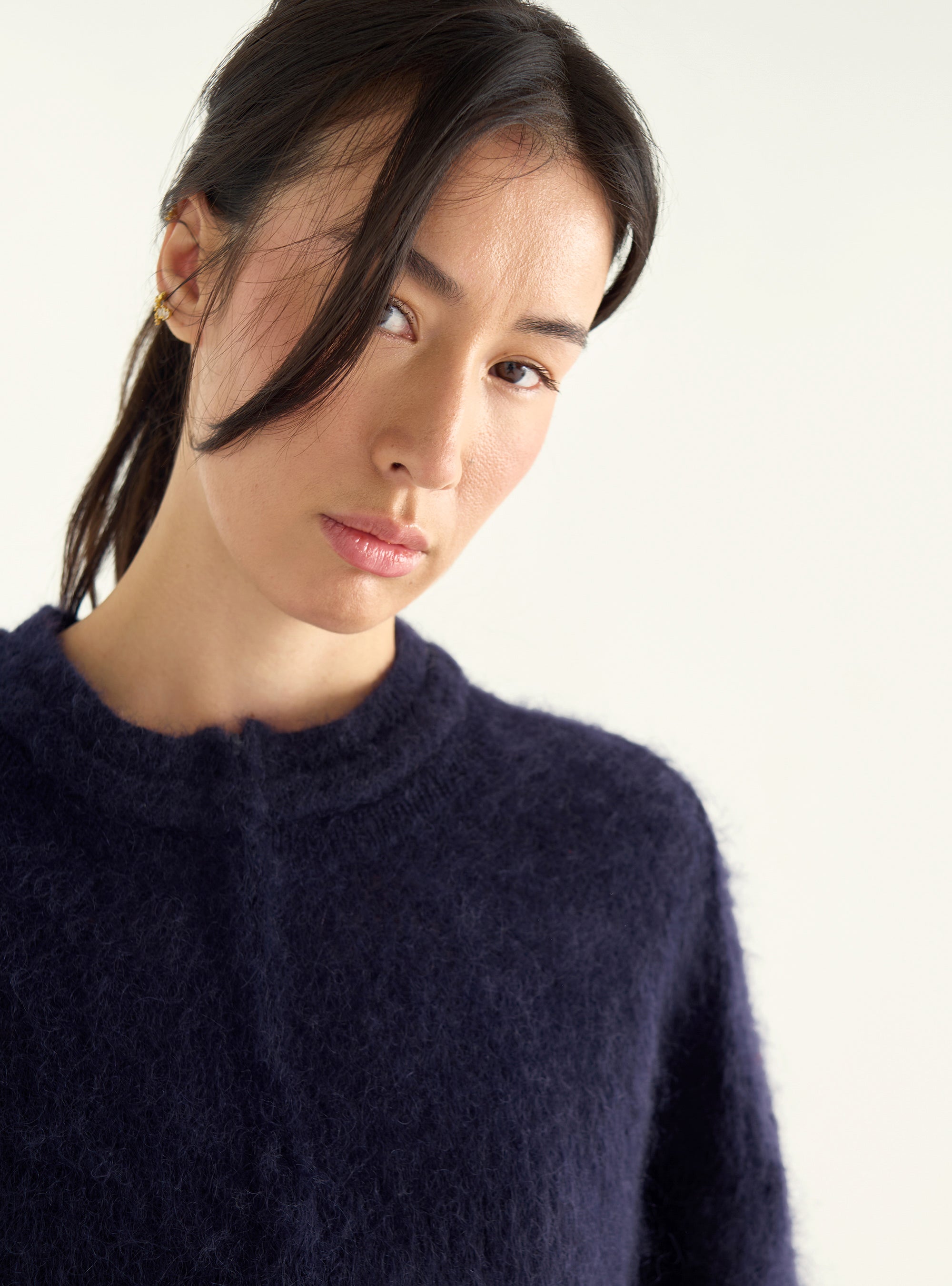Kurzer Mohair-Cardigan mit Reißverschluss