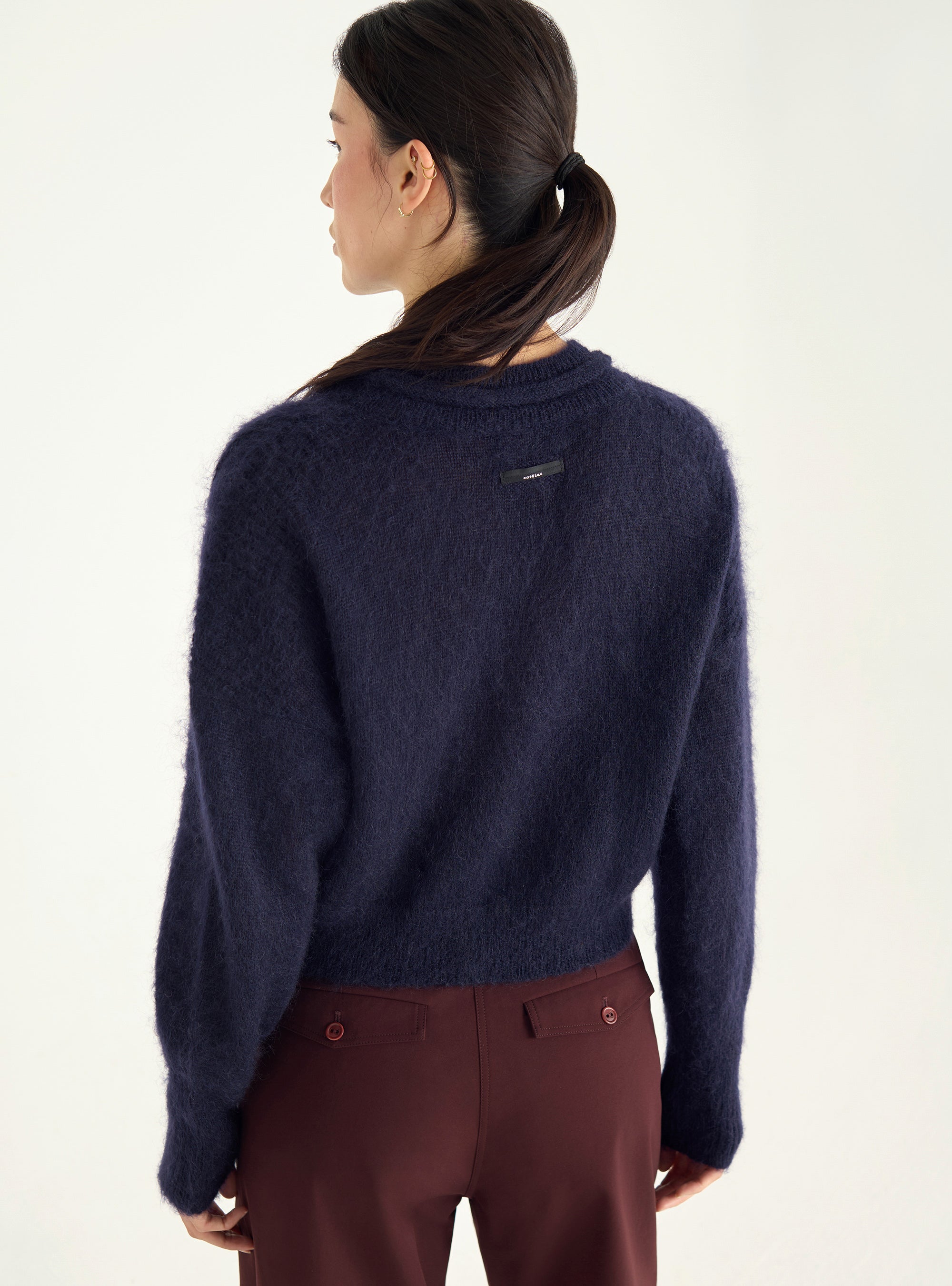 Kurzer Mohair-Cardigan mit Reißverschluss