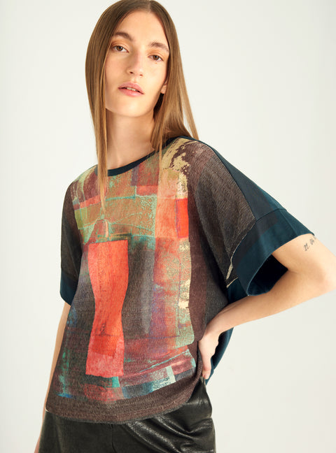 Sublimiertes T-Shirt aus zwei Materialien