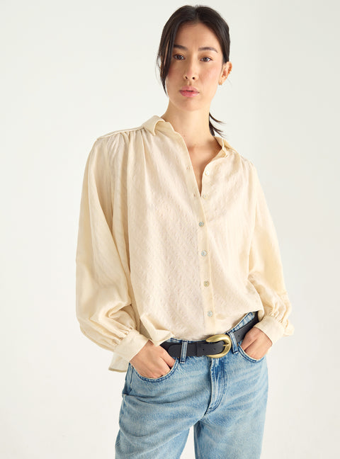 Chemise en coton jacquard et col V