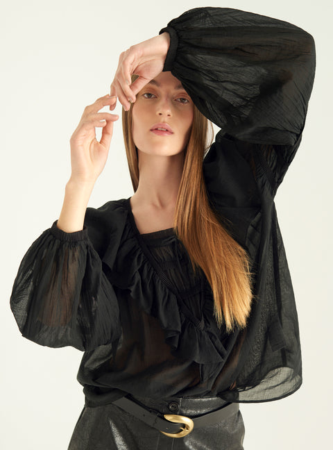 Blouse en voile plissé