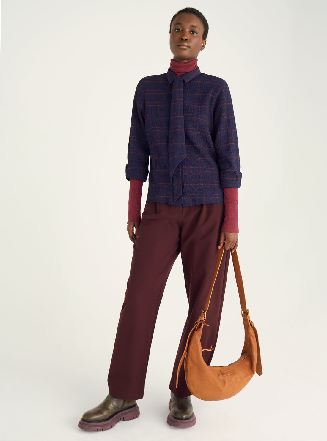Chemise en seersucker à lavallière amovible