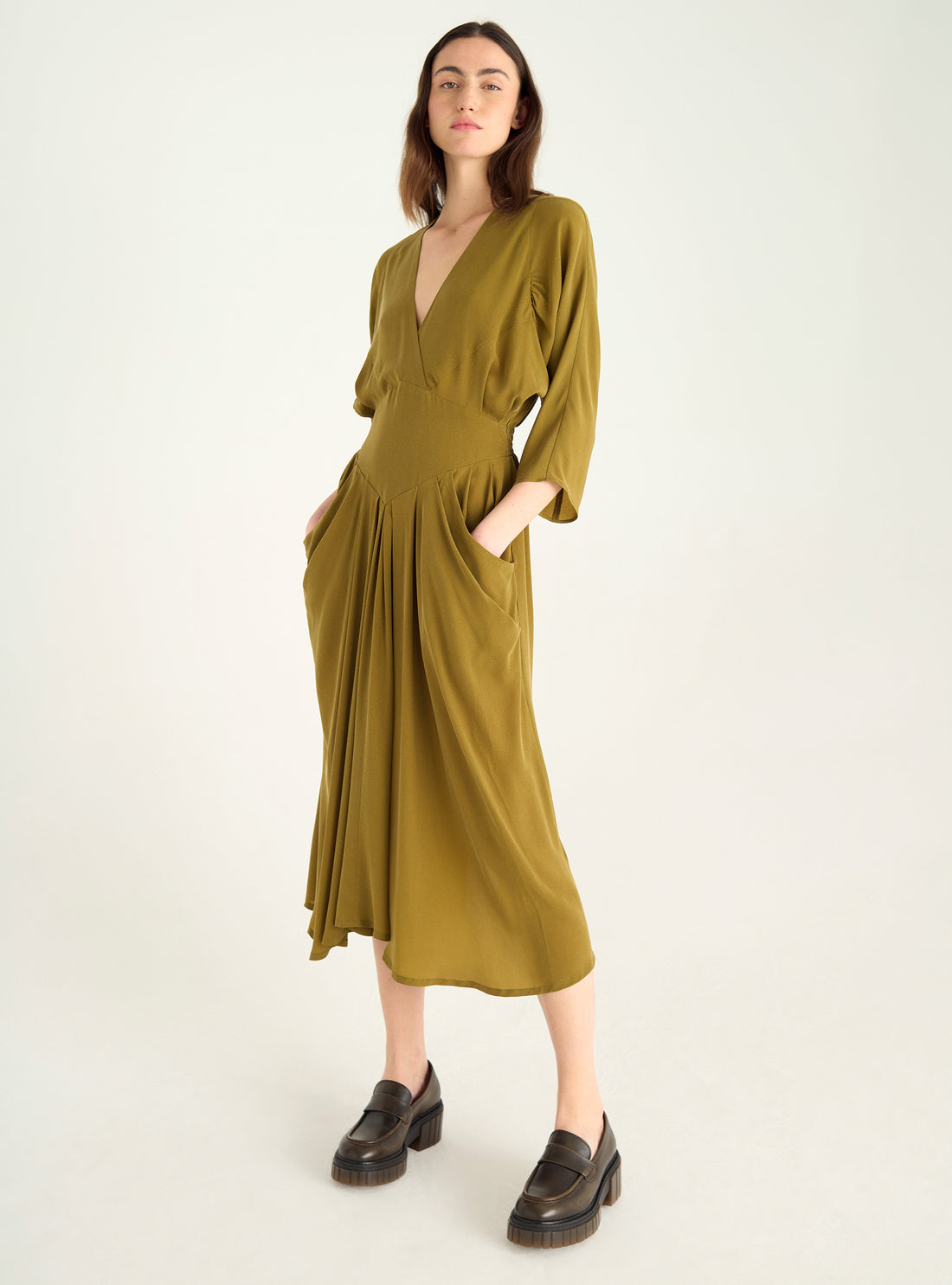 Washed-effect cupro dress