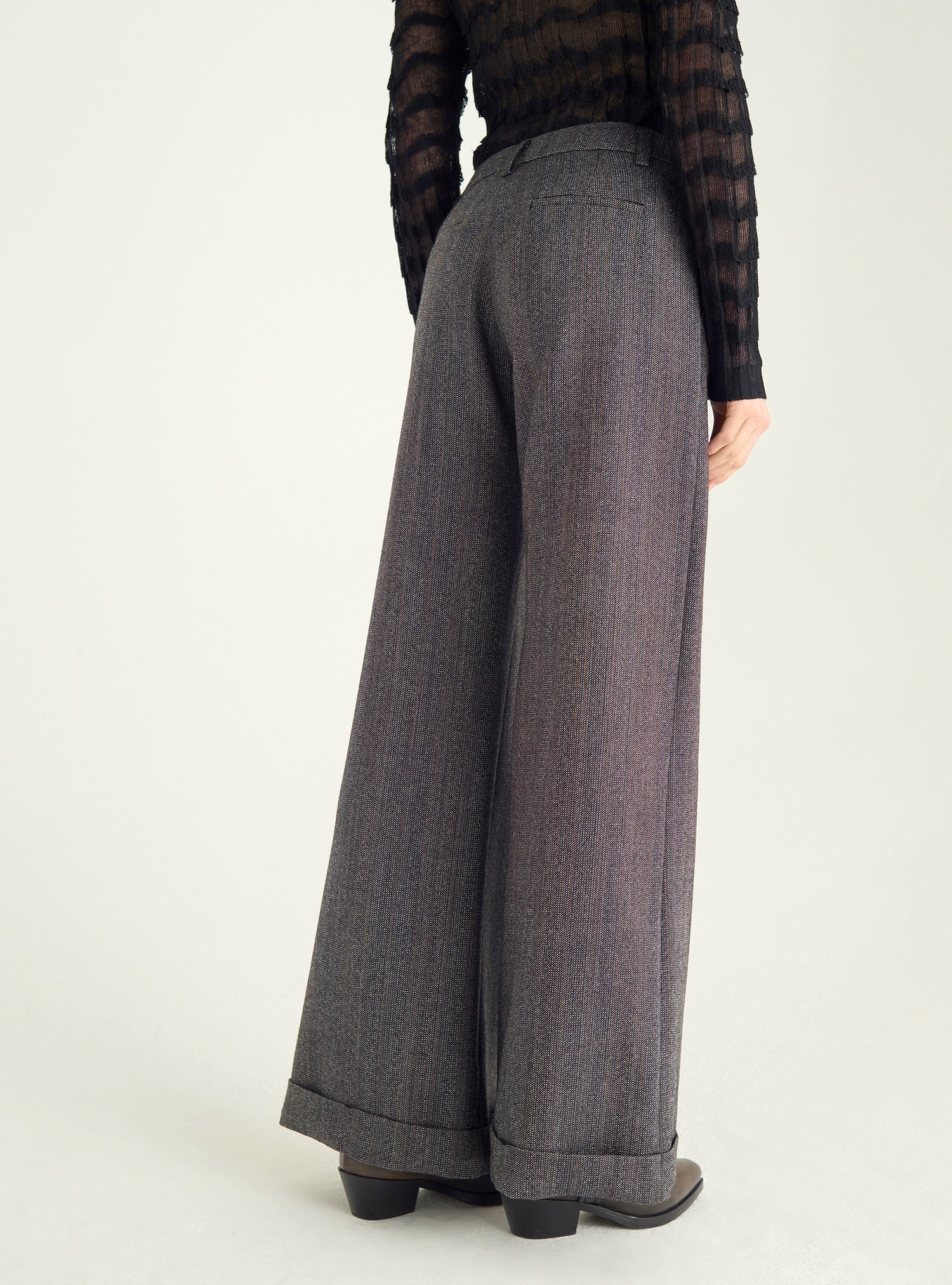 Textured tweed wide-leg pants