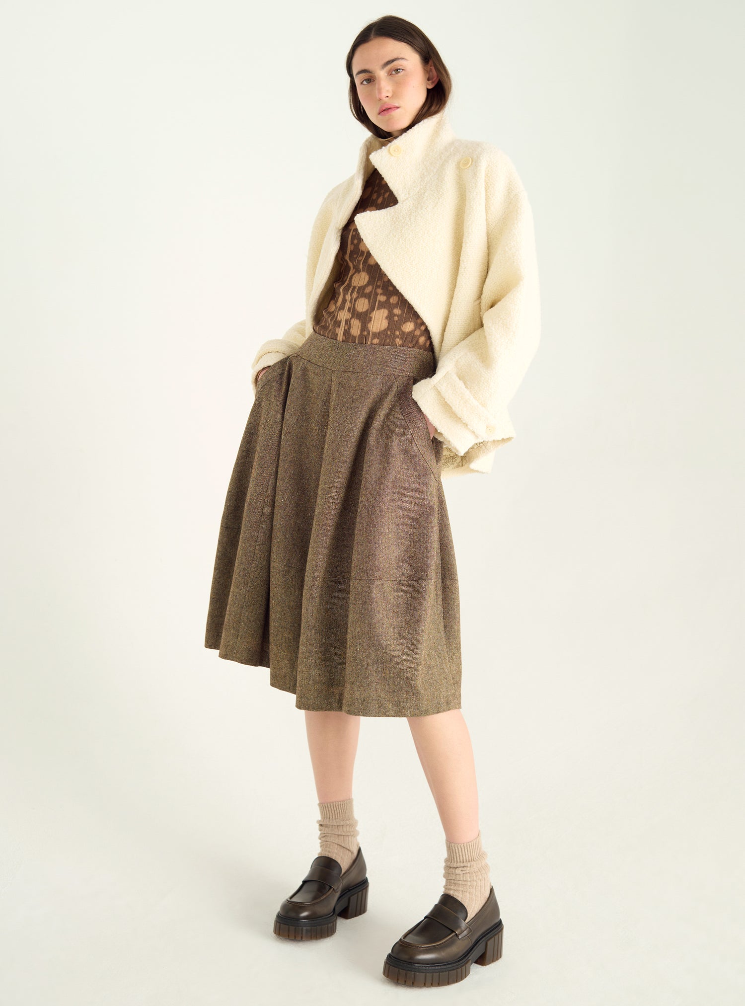 Short skirt in mottled wool