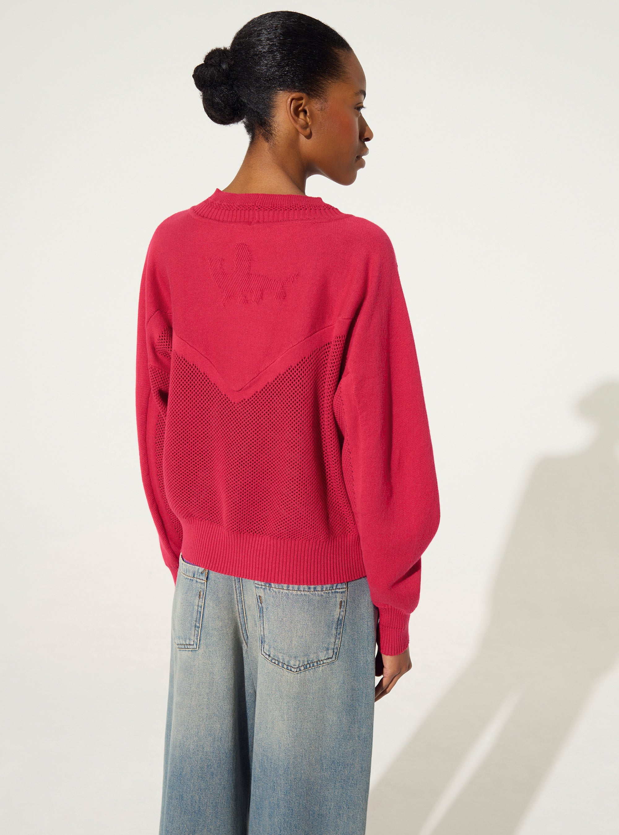 Red cotton and cashmere sweater
