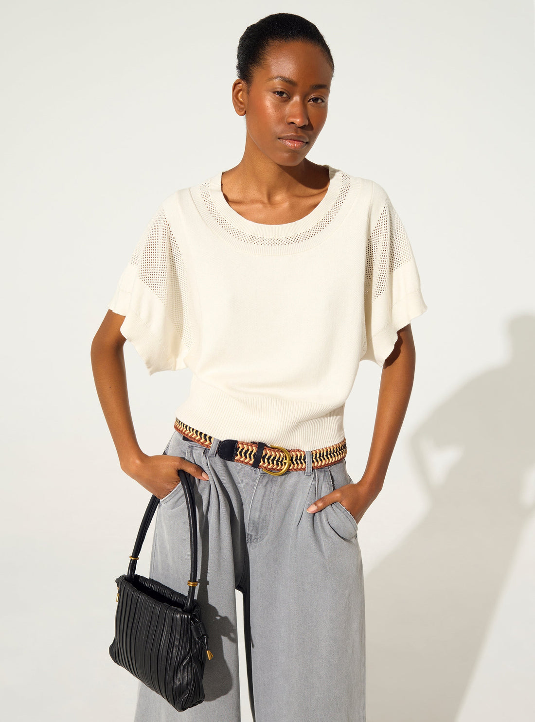 Pull en coton et cachemire blanc